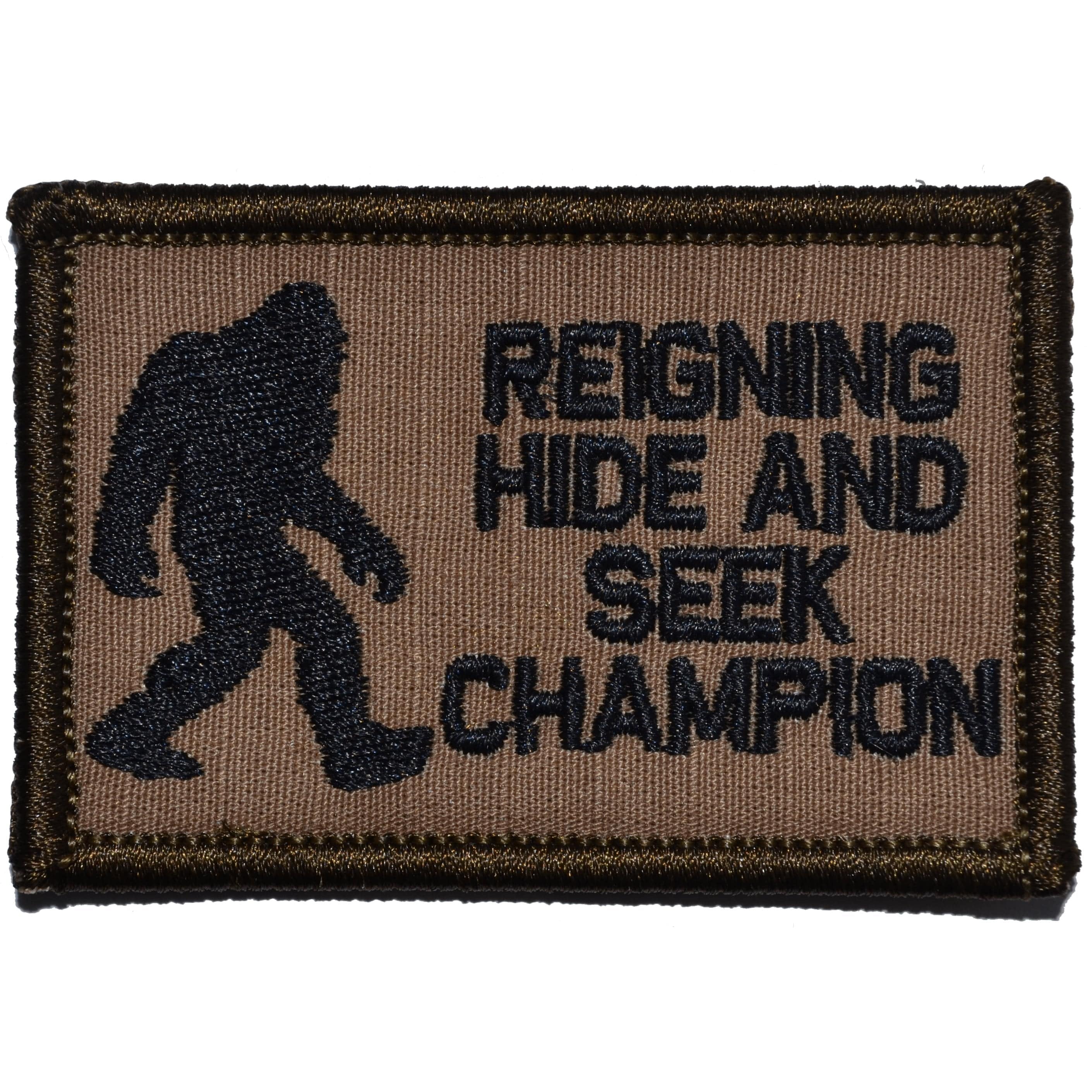 Reigning Hide and Seek Champion Bigfoot - 2x3 Patch - Coyote w/Black