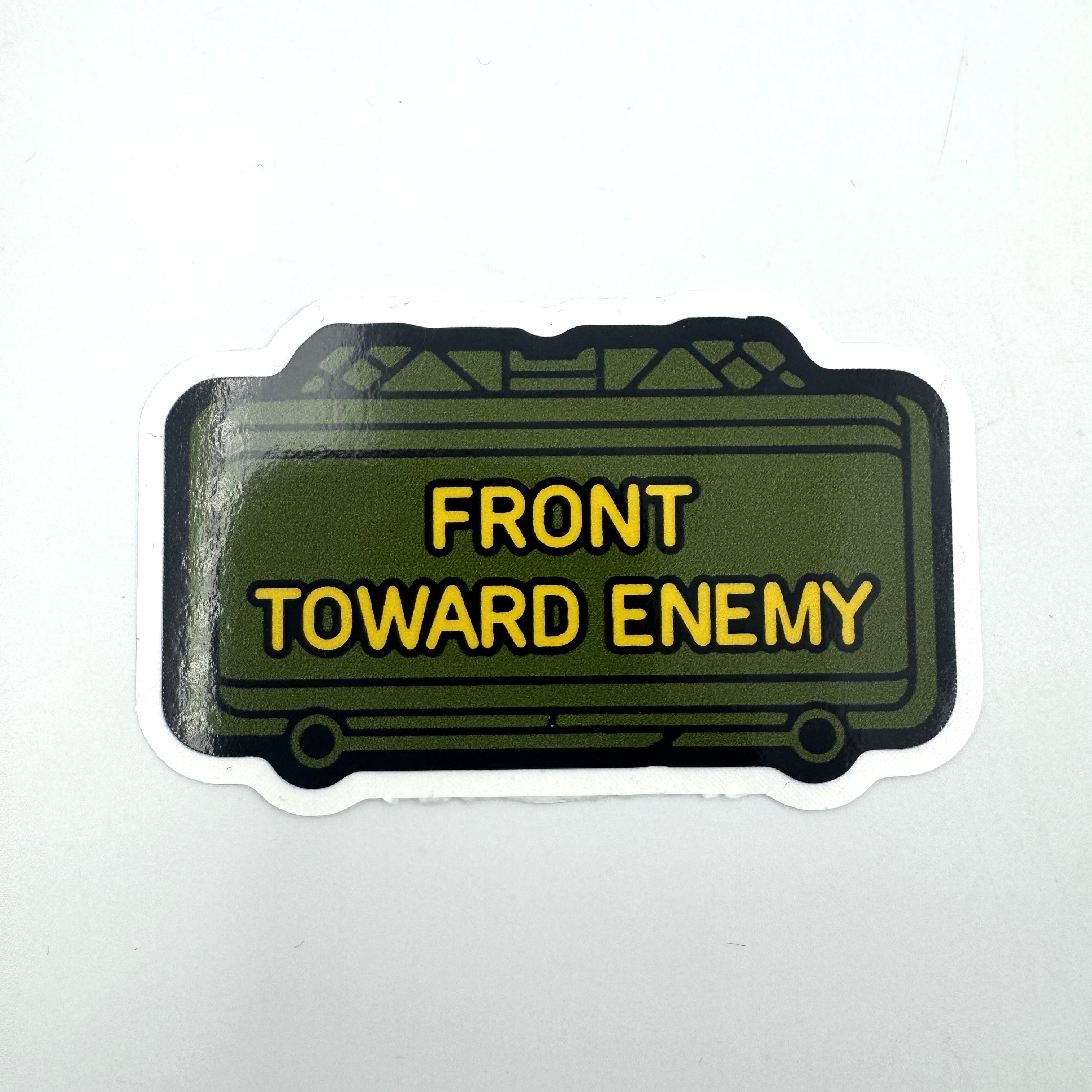 STICKER - The Clacker Claymore Mine - 'Front Toward Enemy' - 3" Sticker