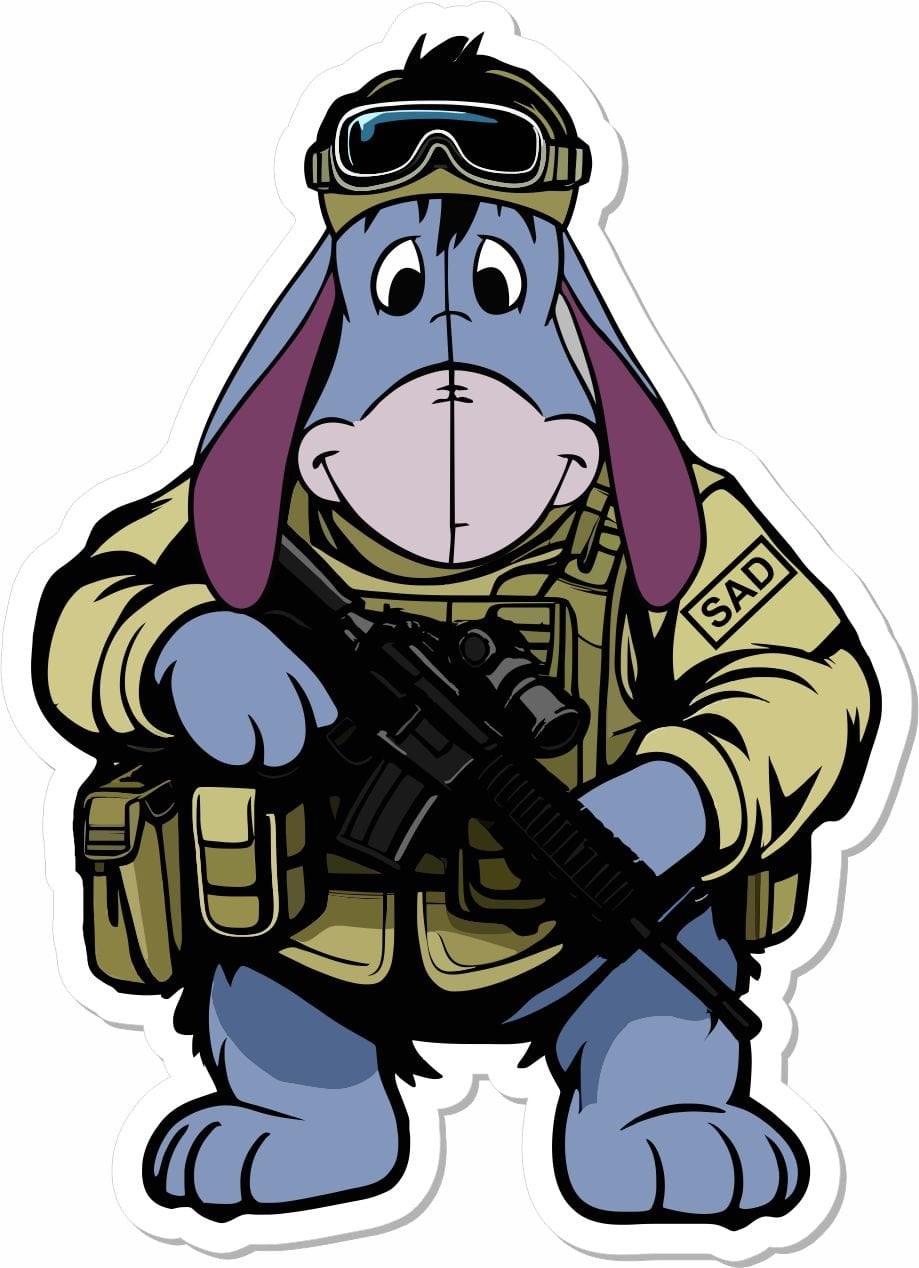 Tactical Eeyore - Pooh Squad - 4" Sticker - Slap