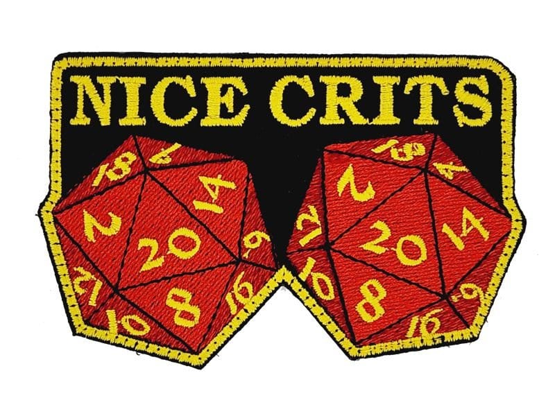 Nice Crits D&D - Roll a set of Natural 20 - Yes they are real - 2.5 x 3.75" Embroidered Patch
