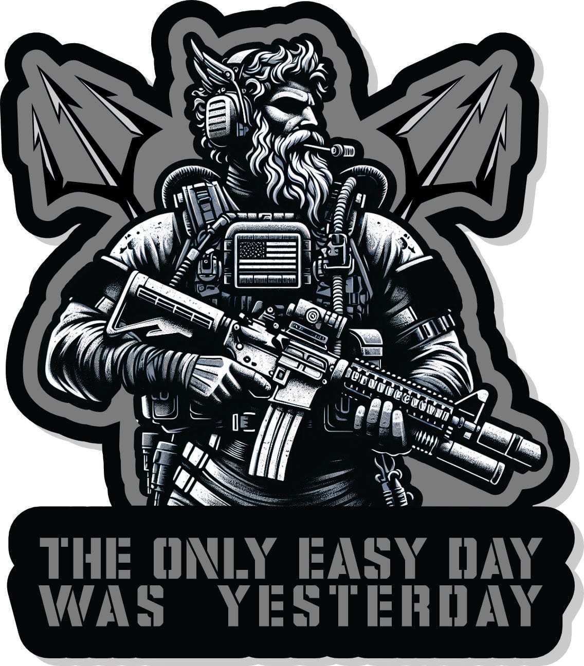 STICKER - Tactical Navy Seal Triton - The Only Easy Day Was Yesterday - 4" - Poseidon