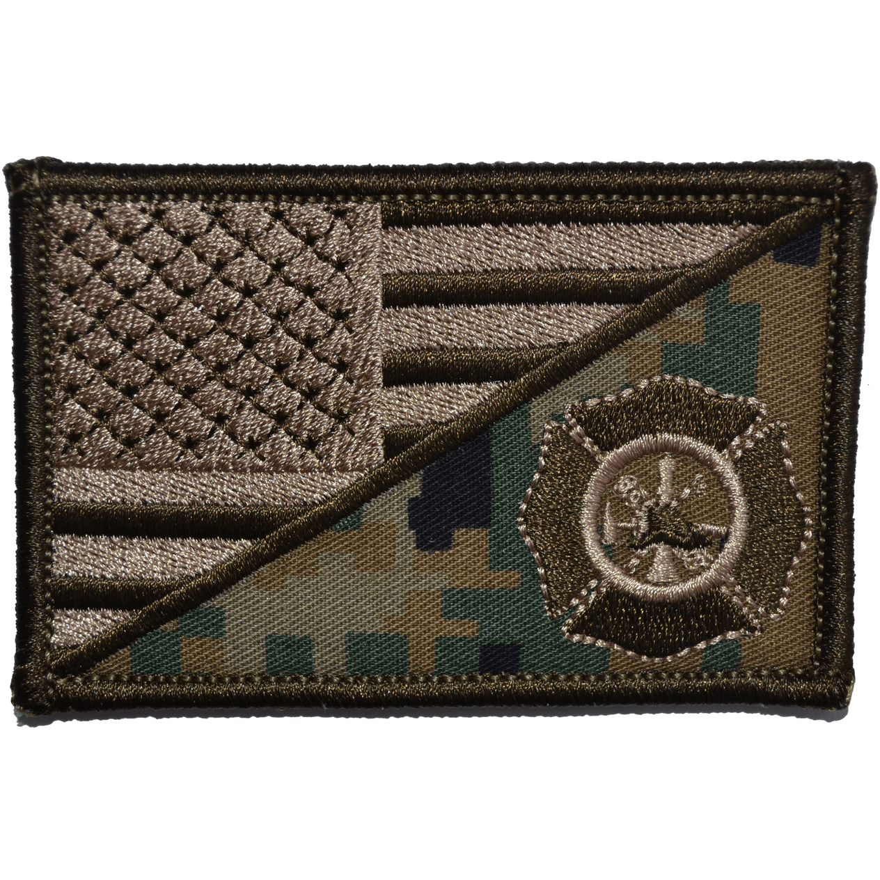 Firefighter Maltese Cross USA Flag 2.25 x 3.5 inch Patch