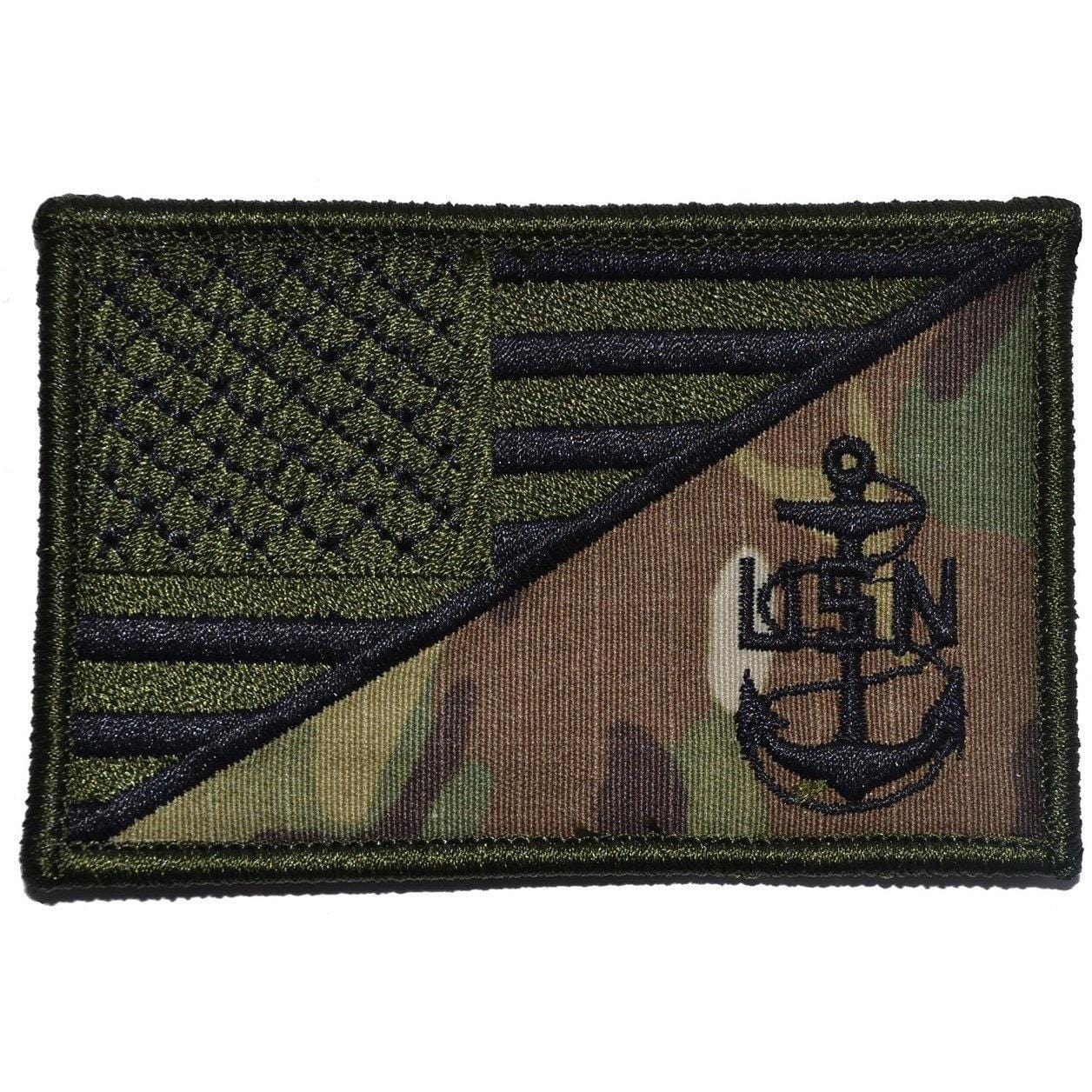 Navy CPO Anchor USA Flag 2.25 x 3.5 inch Patch