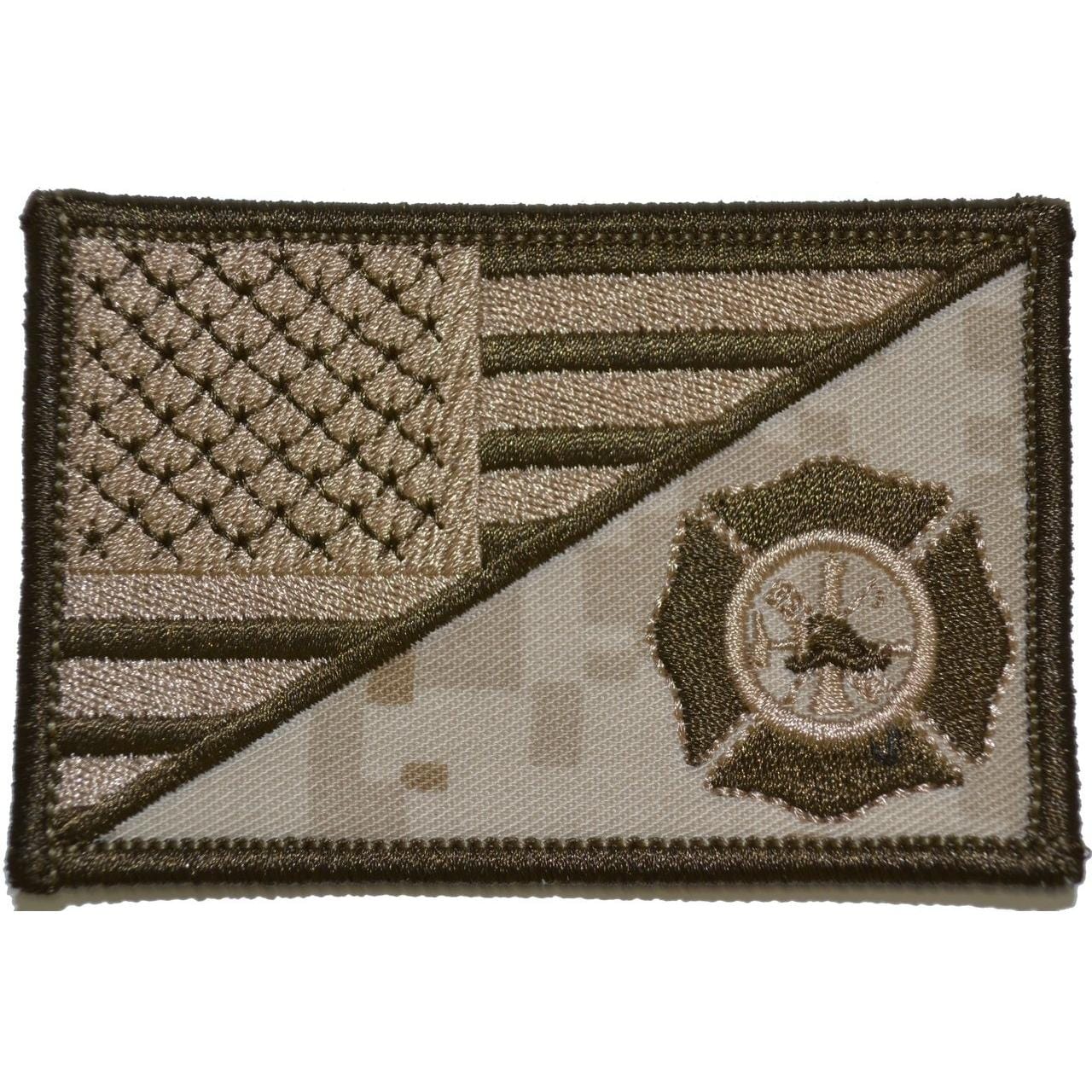 Firefighter Maltese Cross USA Flag 2.25 x 3.5 inch Patch