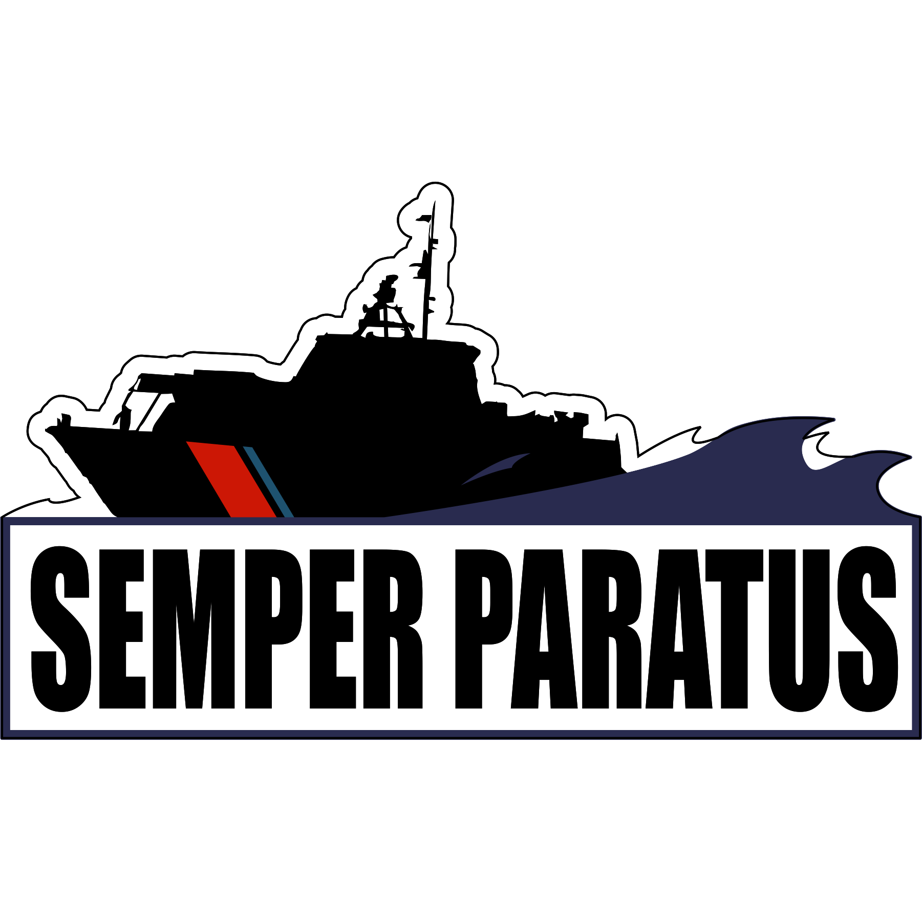 United States Coast Guard Semper Paratus Ship - 6x3.75 inch Sticker
