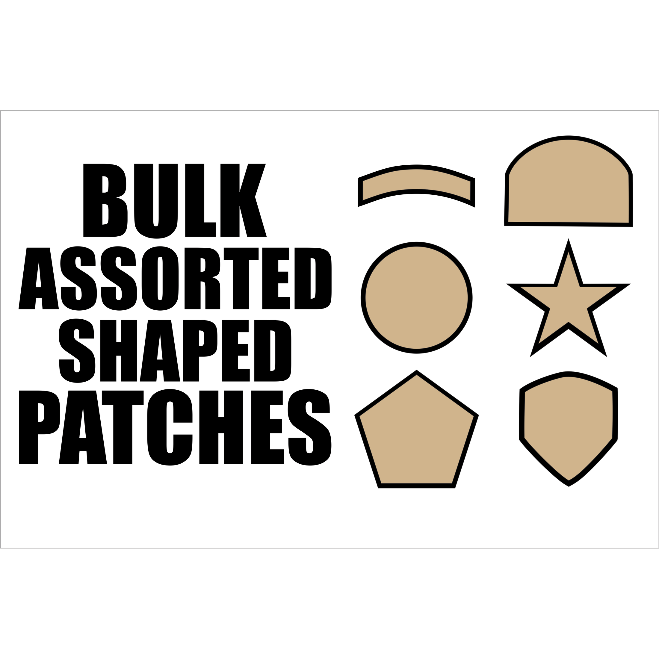 Bulk Assorted shaped Patches - Variety of Background Colors (Set of 20)