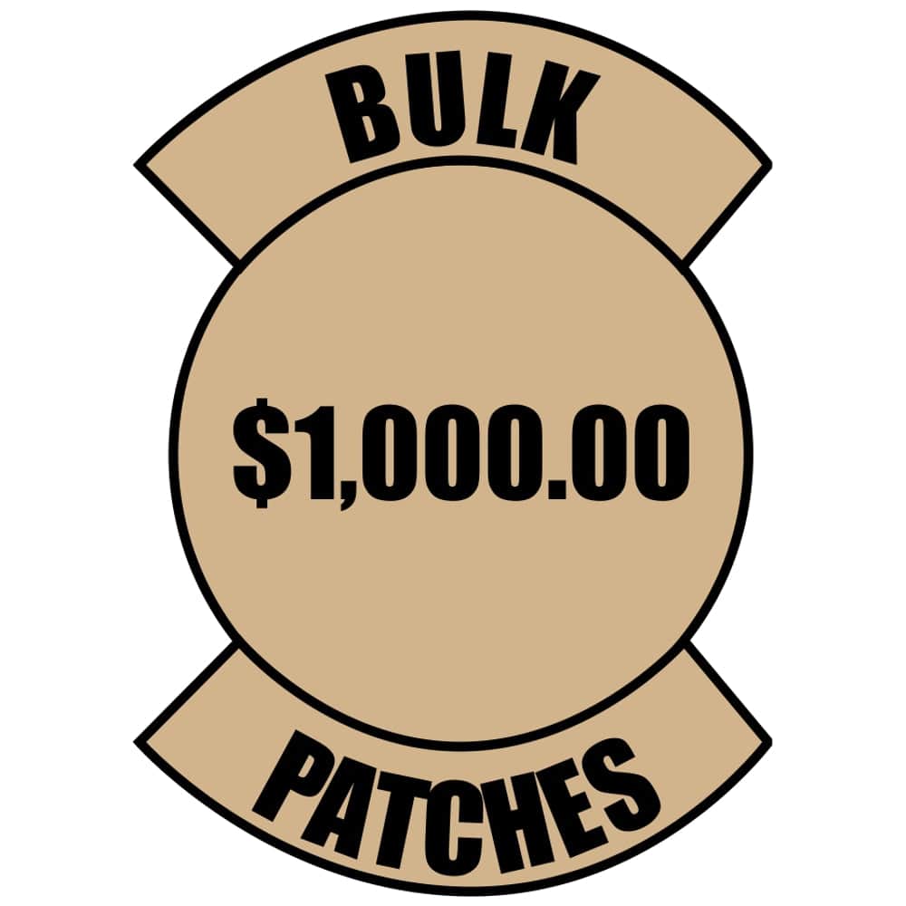 $1000 Order of Bulk Patches - Variety of Sizes and Colors