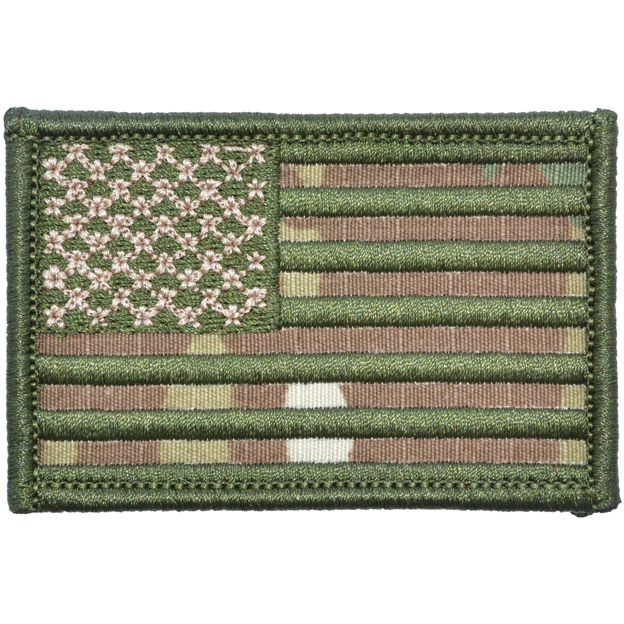 MultiCam USA Camo Flag with Green Stitching - 2x3 Patch