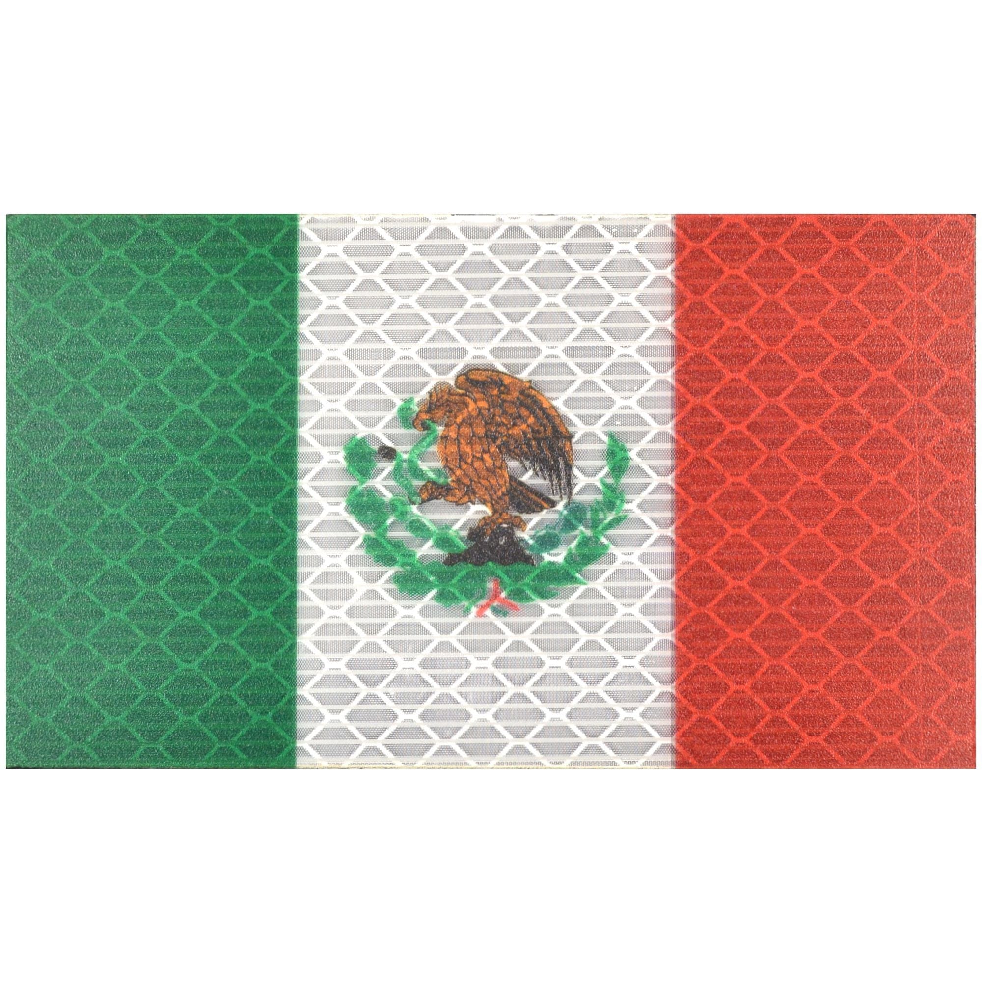 Reflective Mexico Flag - 2x3.5 Patch