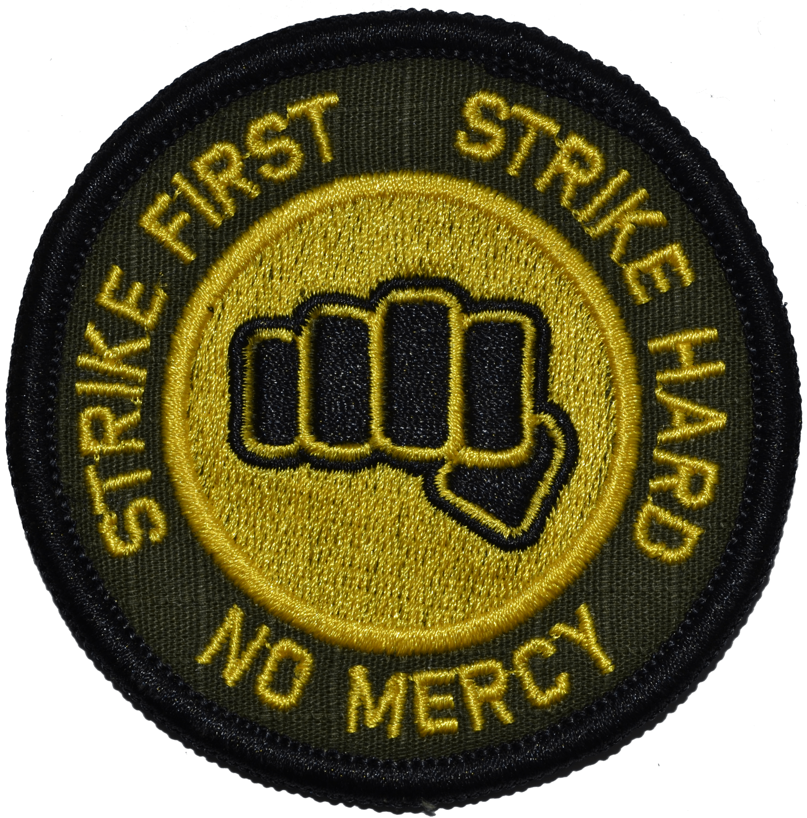 Strike First Strike Hard No Mercy - Cobra Kai Motto- 3 inch Round Patch