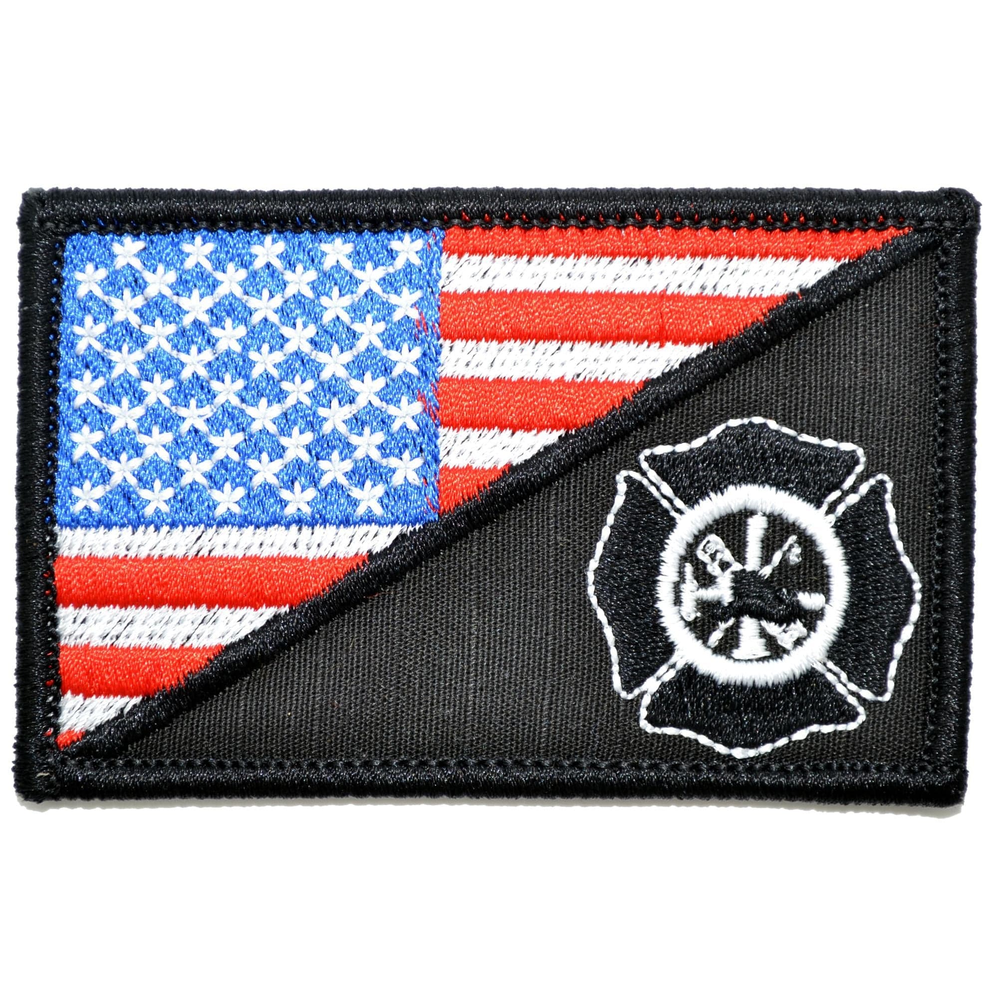 Firefighter Maltese Cross USA Flag - 2.25x3.5 Patch
