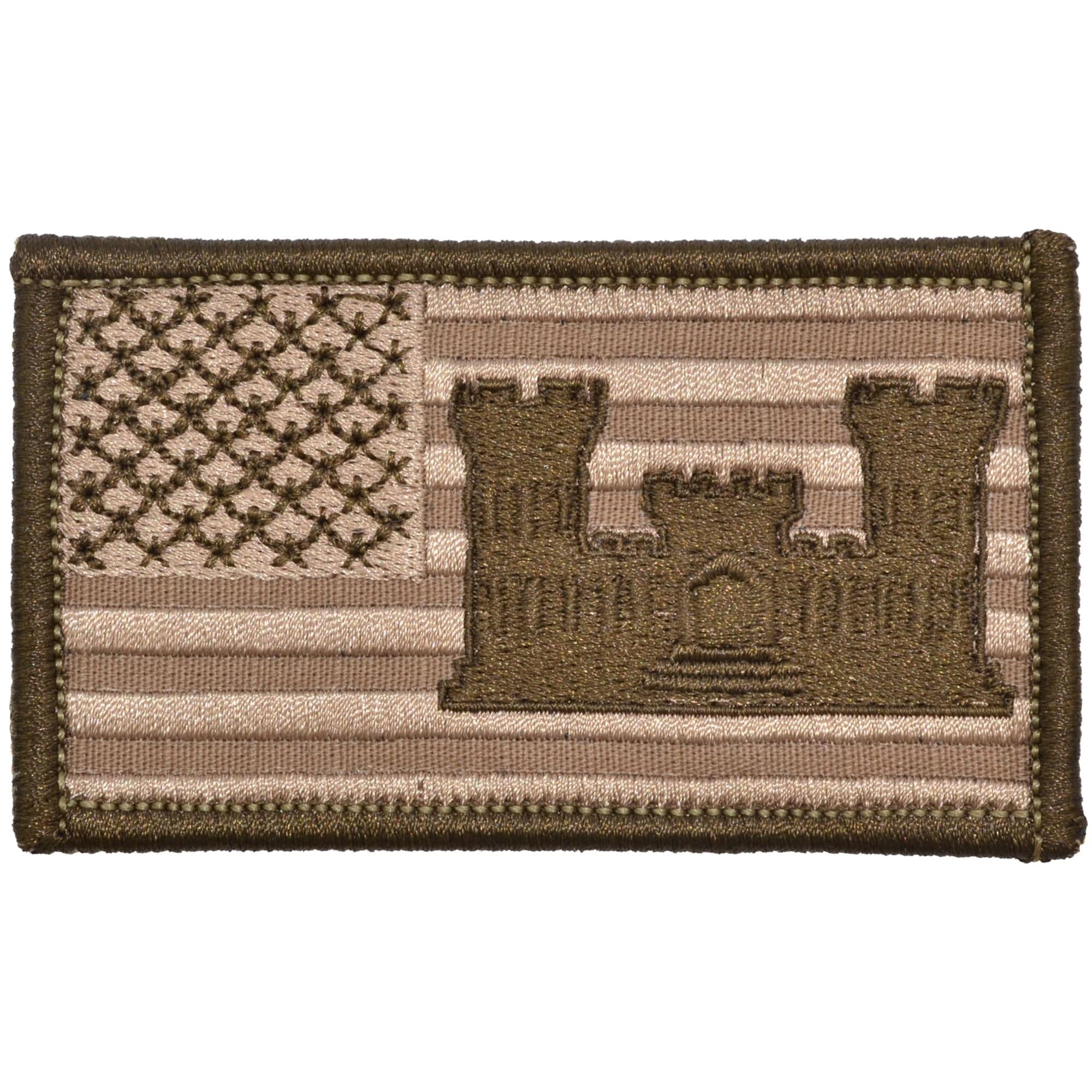 USA Flag with Superimposed Army Engineer Castle - 2x3.5 Patch