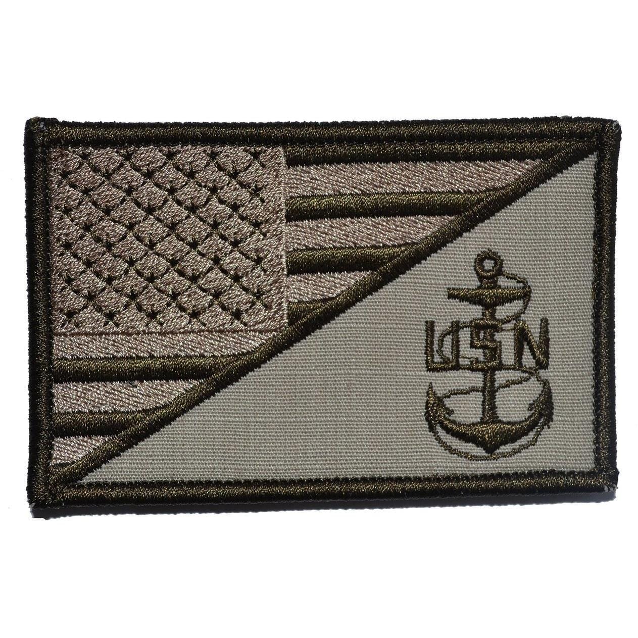 Navy CPO Anchor USA Flag 2.25 x 3.5 inch Patch