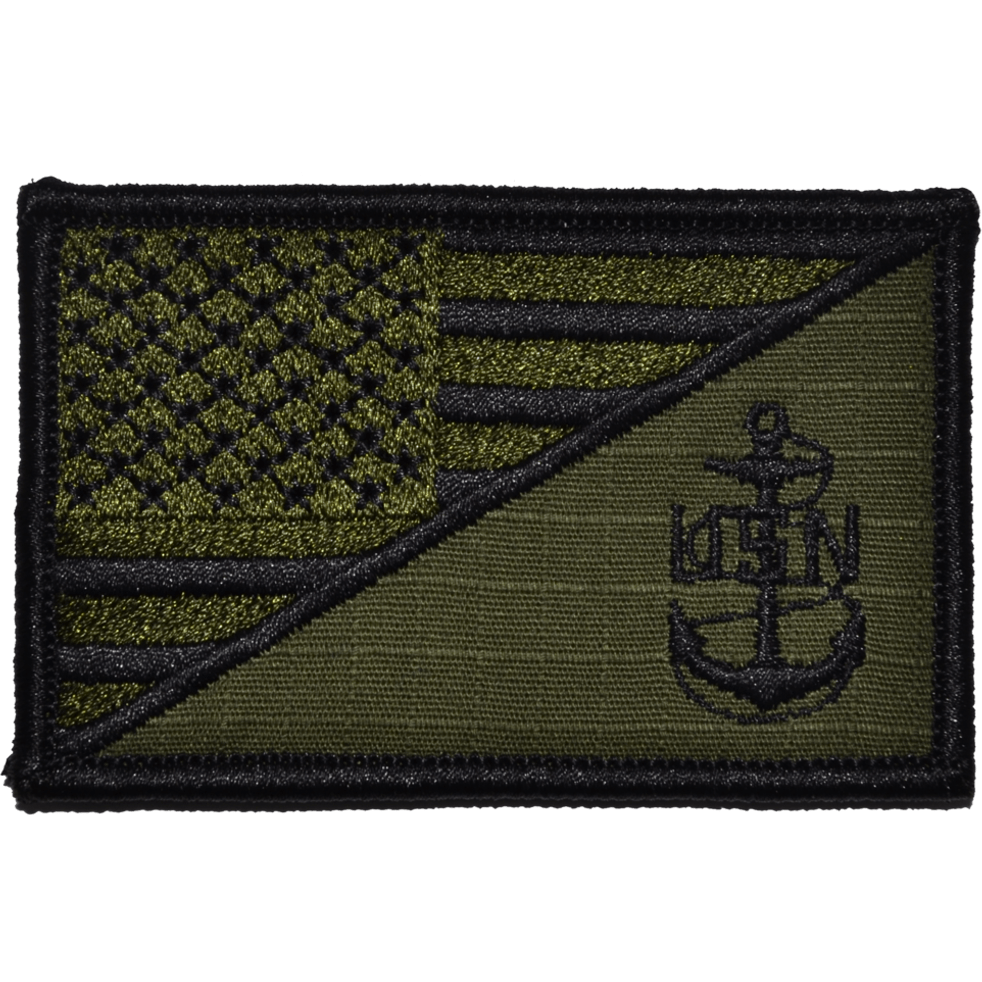 Navy CPO Anchor USA Flag 2.25 x 3.5 inch Patch