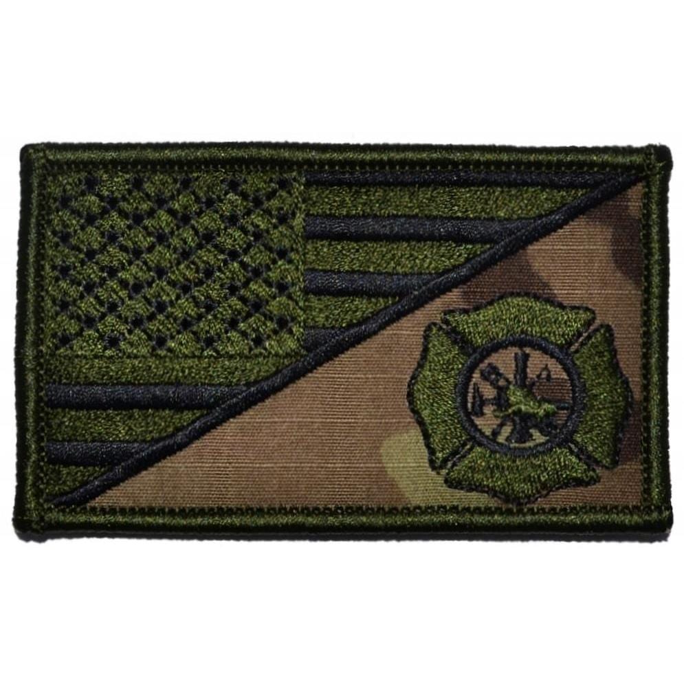 Firefighter Maltese Cross USA Flag 2.25 x 3.5 inch Patch