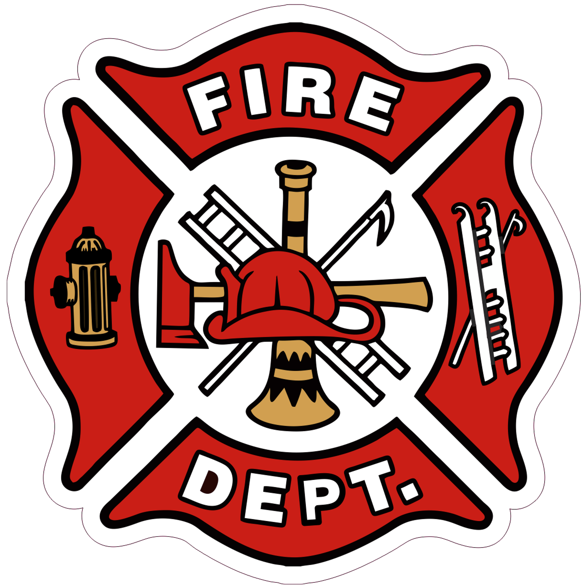 Fire Dept. Maltese Cross - 4 inch Sticker