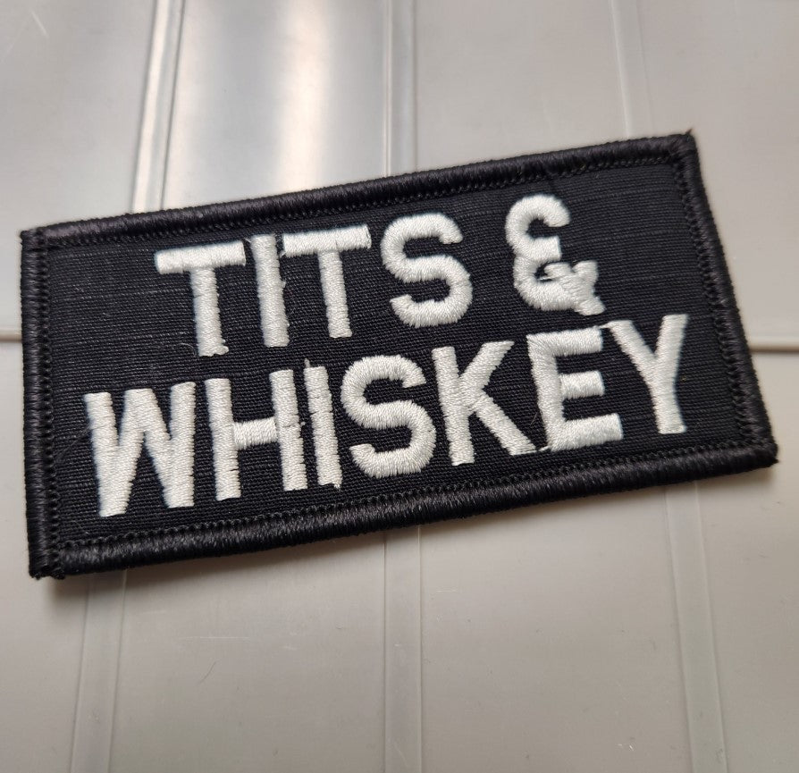 As Seen on Socials - Tits & Whiskey - 2x4 Patch - Black w/White