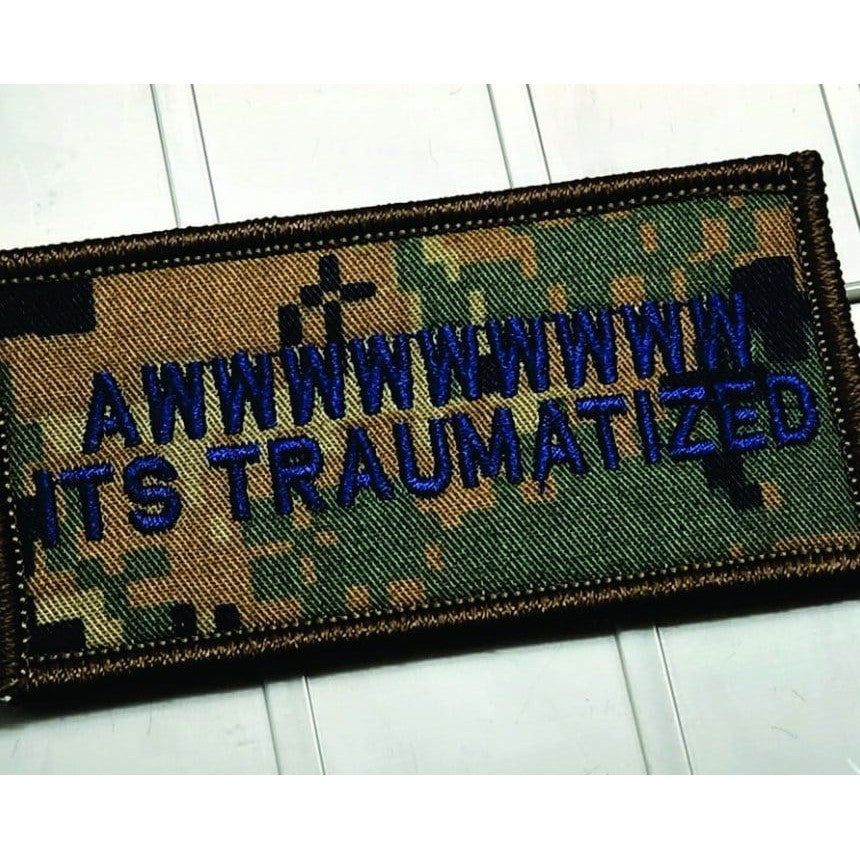 As Seen on Socials - Awwwwwwwww - It's traumatized - 2x4 Patch - Marpat Woodland w/Navy