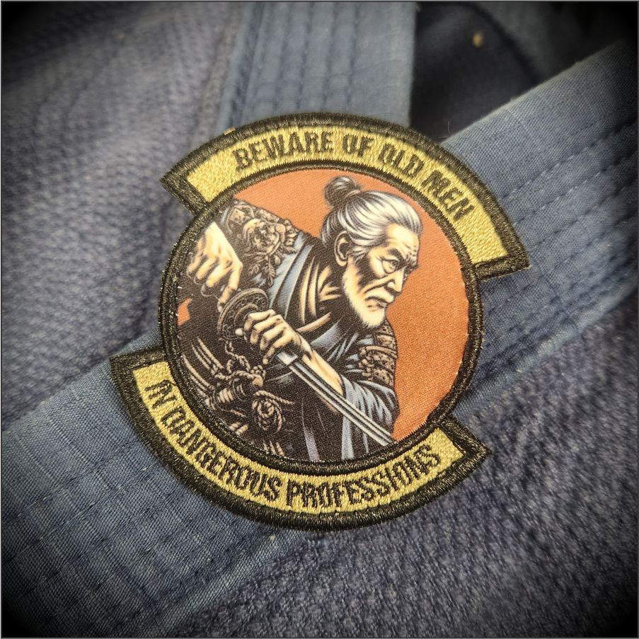Samurai version of Beware of Old Men - In Dangerous Professions -  3" Embroidered/Sublimated Patch