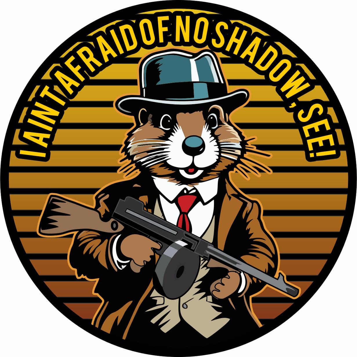 1920's era Gangster Groundhog Sticker- 3.5" inch