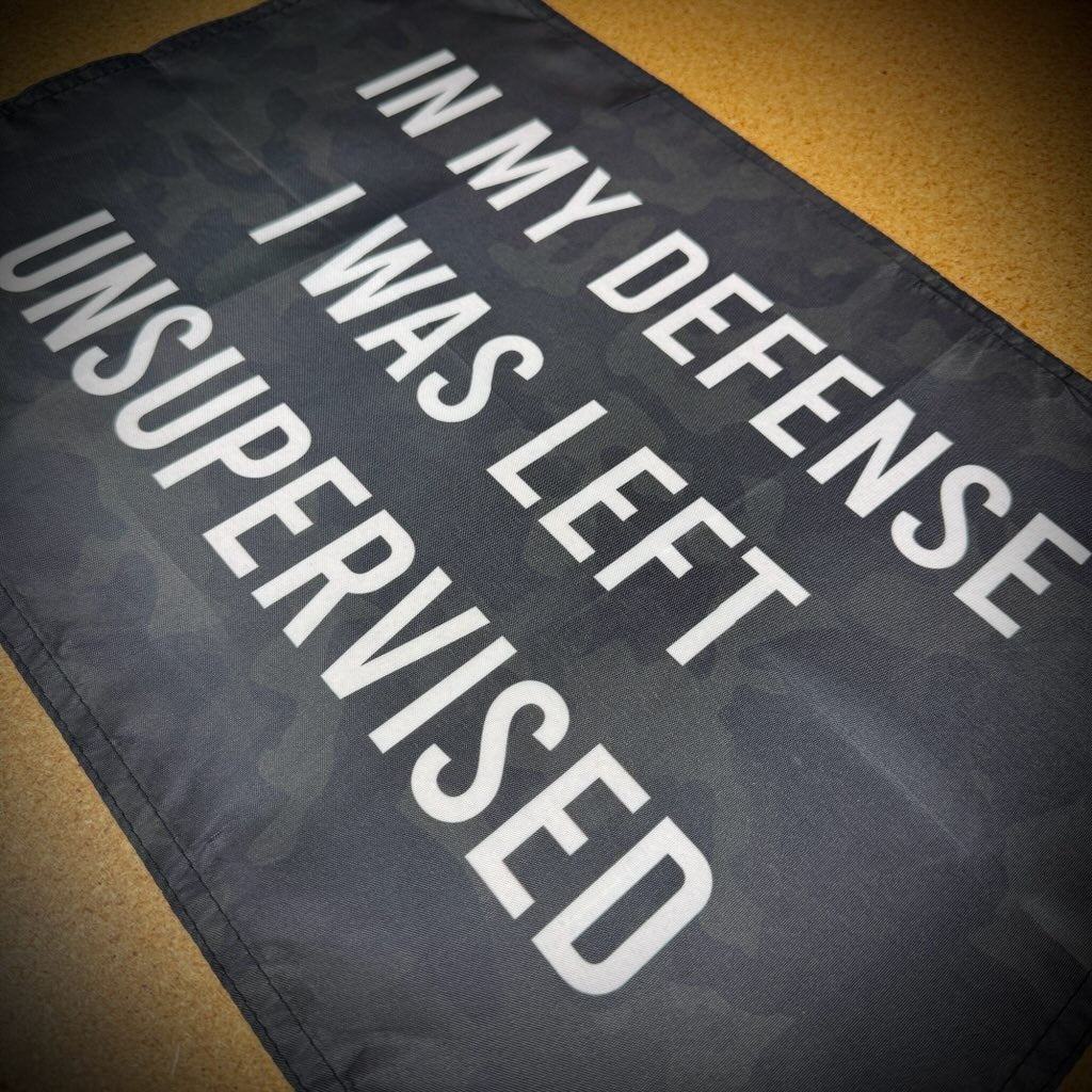 In My Defense I Was Left Unsupervised - 12"x17.5" - Mini Wall Banner