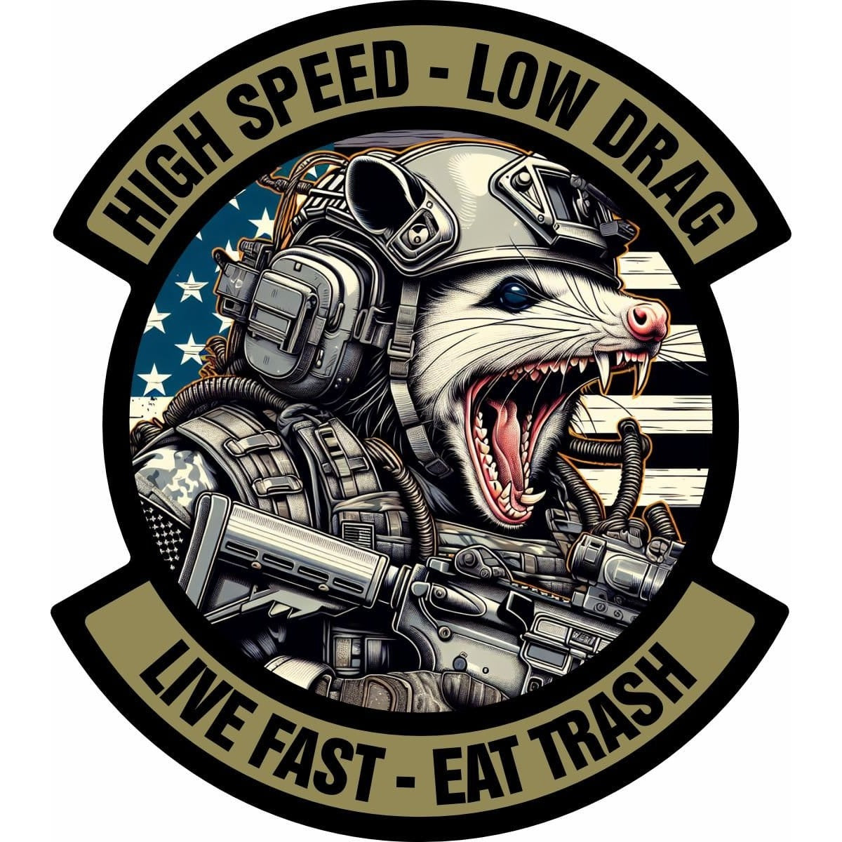 Tactical Possum Street Cat Collection - High Speed - Low Drag - Live Fast - Eat Trash - 4" Sticker