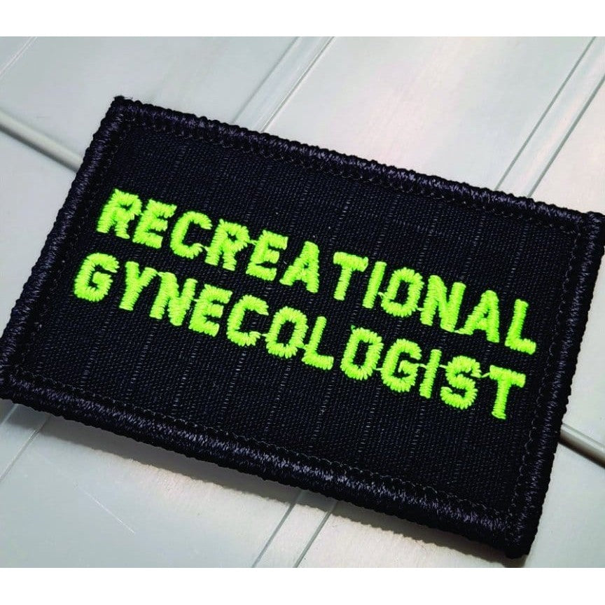 As Seen on Socials - Recreational Gynecologists - 2x3 Patch - Black w/Neon Green