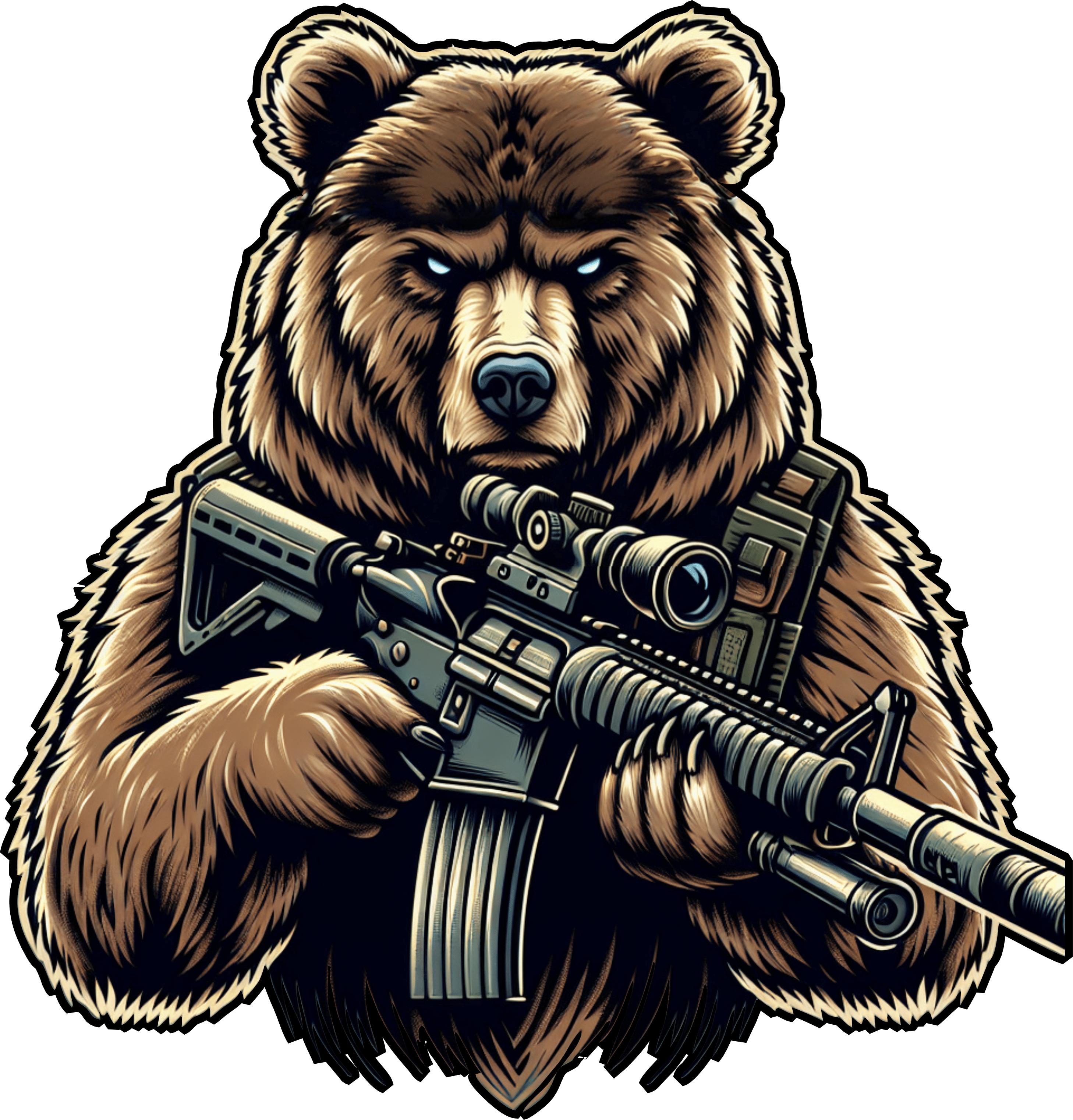 STICKER - Tactical Brown Bear - The Right To Arm Bears - 4"