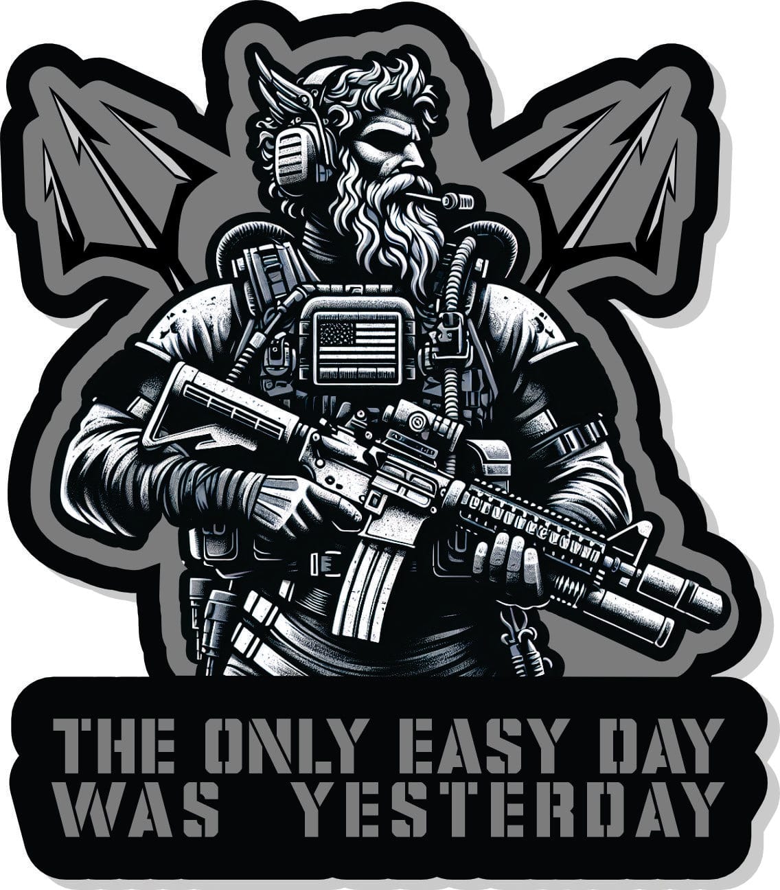 STICKER - Tactical Navy Seal Triton - The Only Easy Day Was Yesterday -  4" - Poseidon