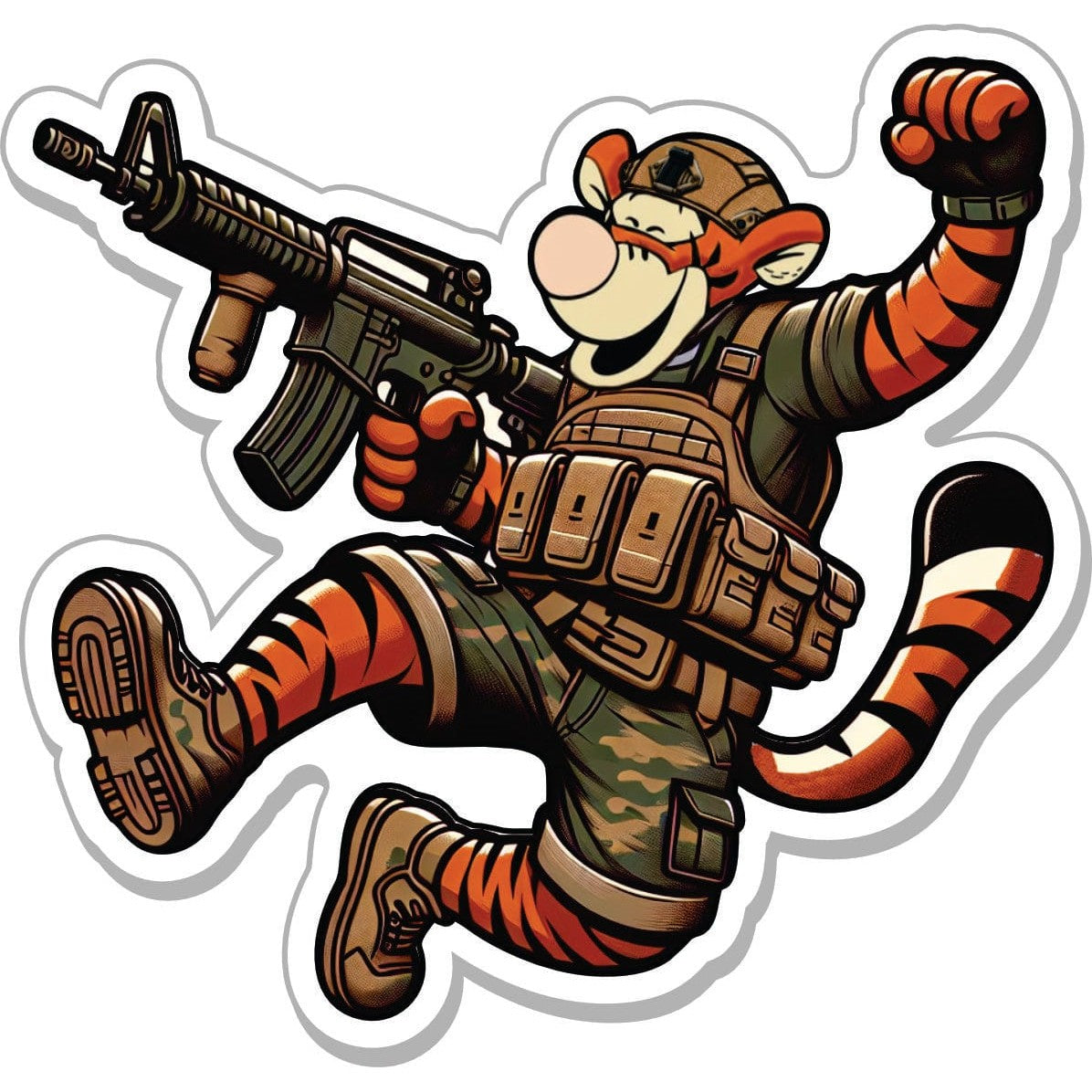 Tactical Tigger - Tactical Pooh Squad - 4" Sticker - Slap