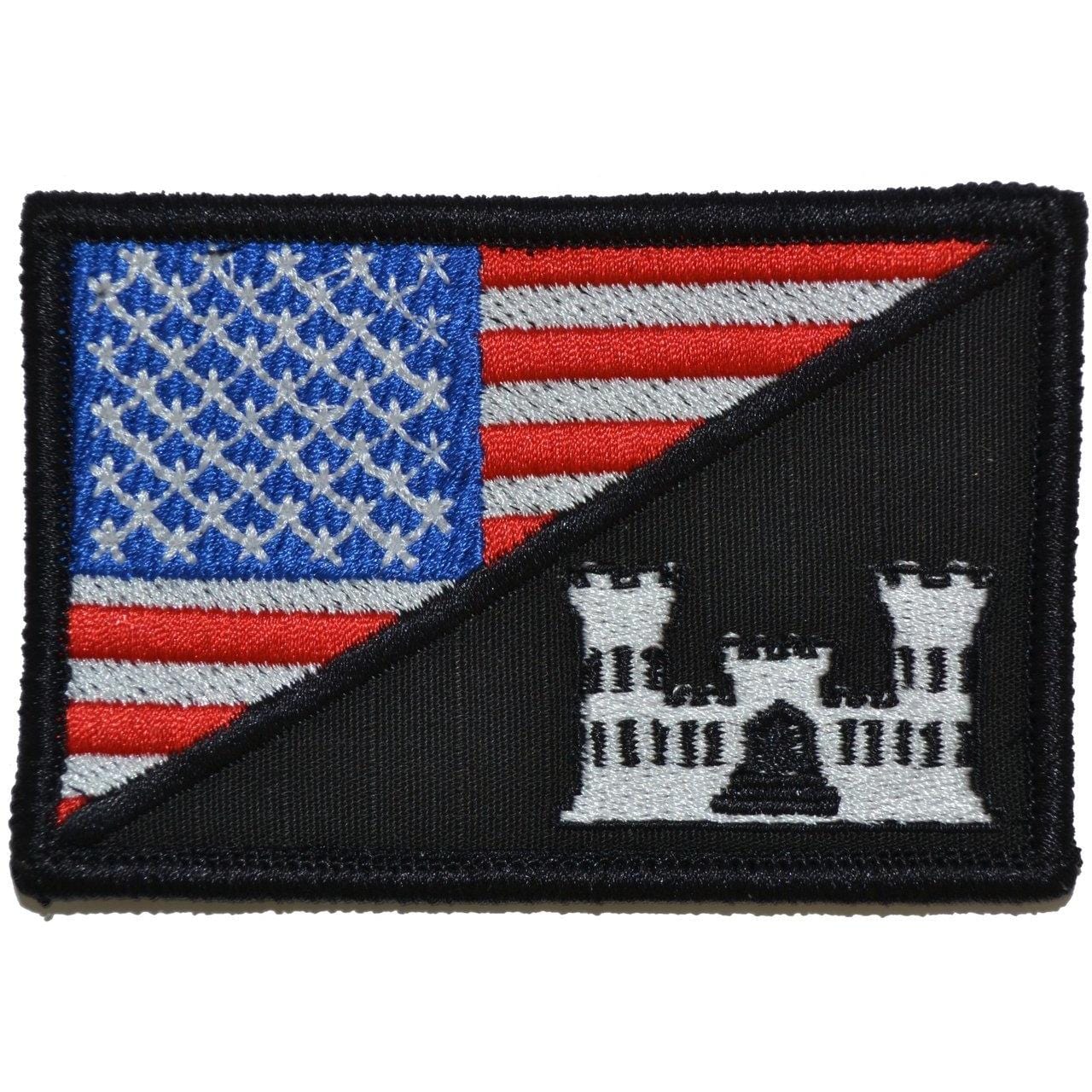 Army Engineer Castle USA Flag 2.25 x 3.5 inch Patch