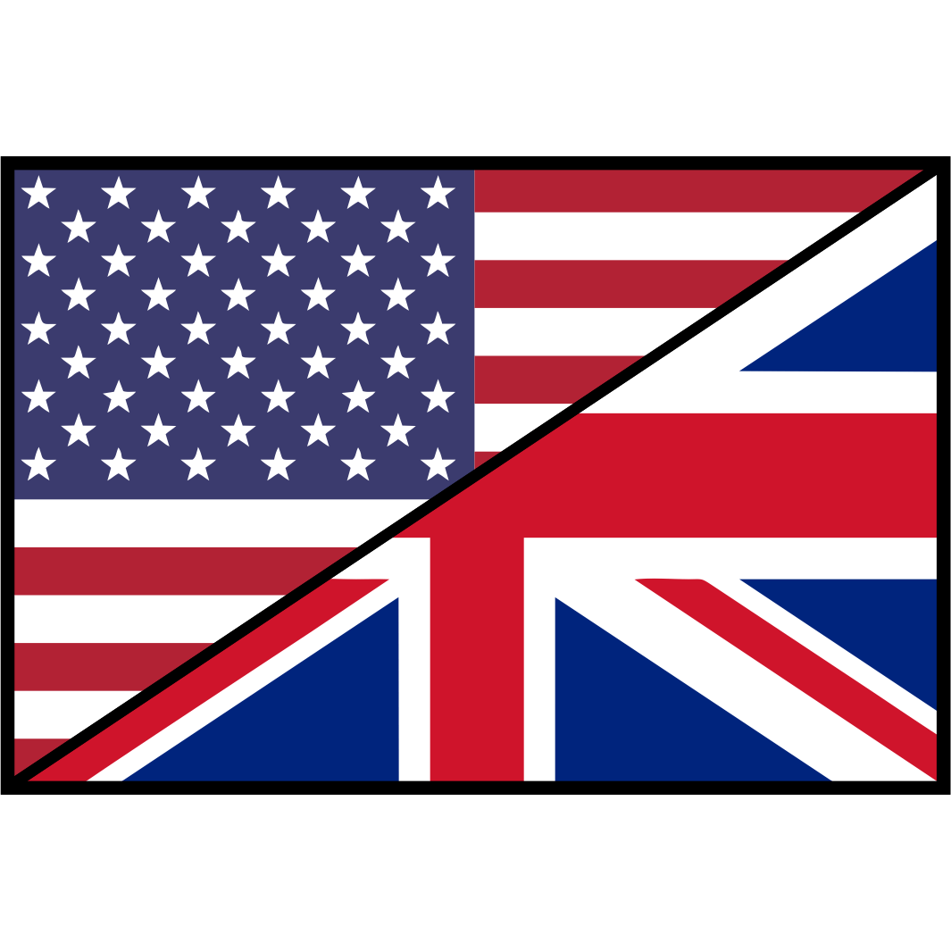 USA / United Kingdom Flag - 3.5x2.25 inch Sticker