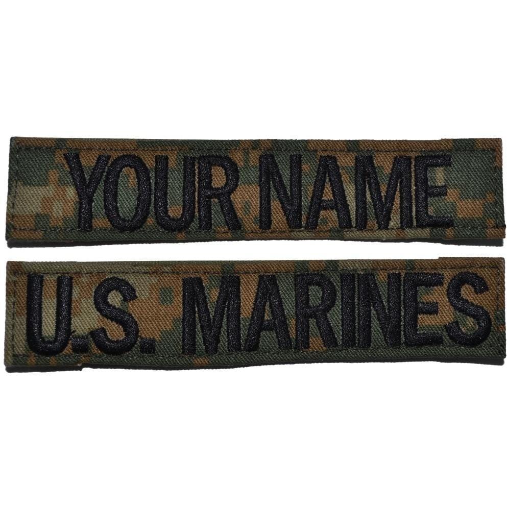 2 Piece Name Tape Set w/ Hook Fastener Backing - Woodland Marpat