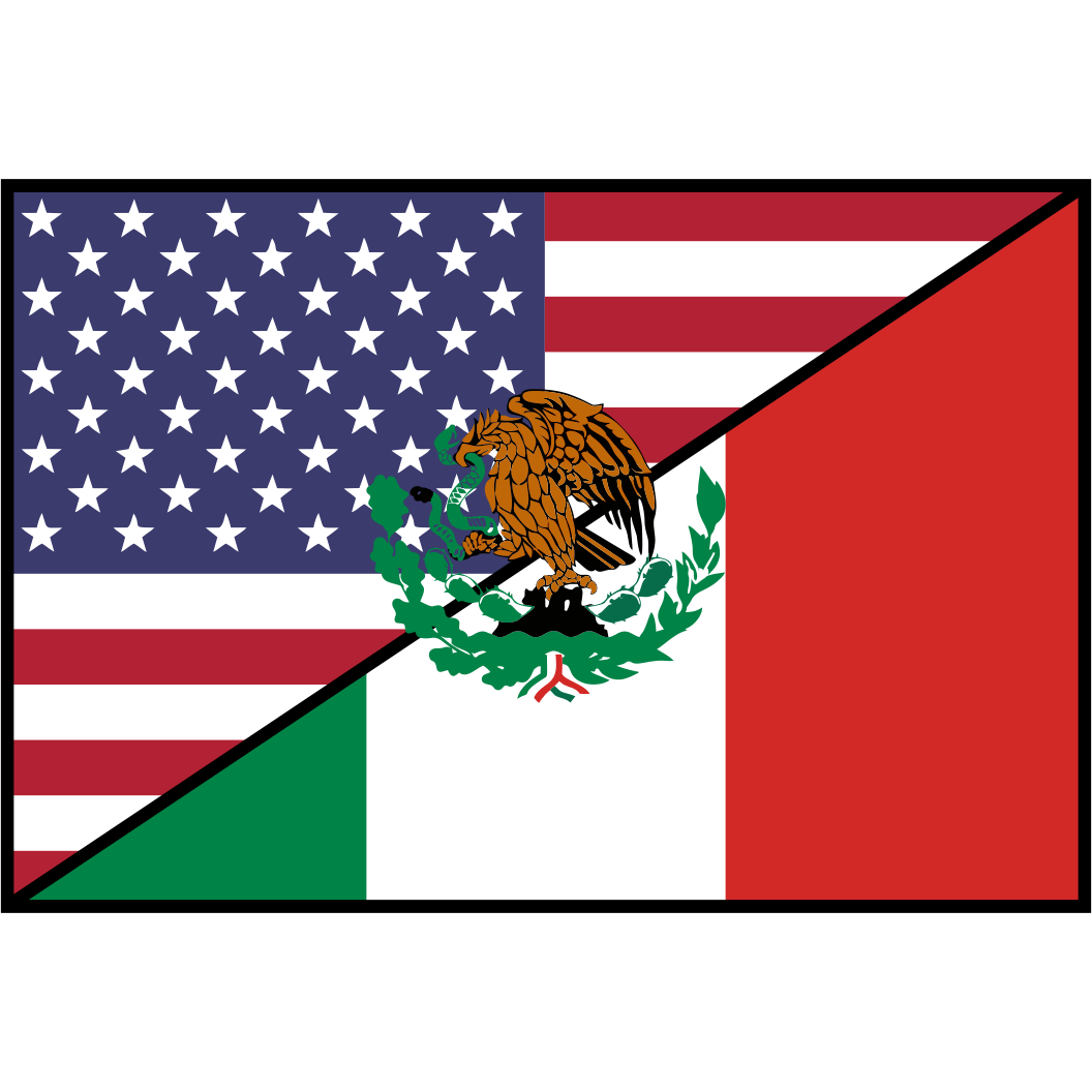 USA / Mexico Flag - 3.5x2.25 inch Sticker