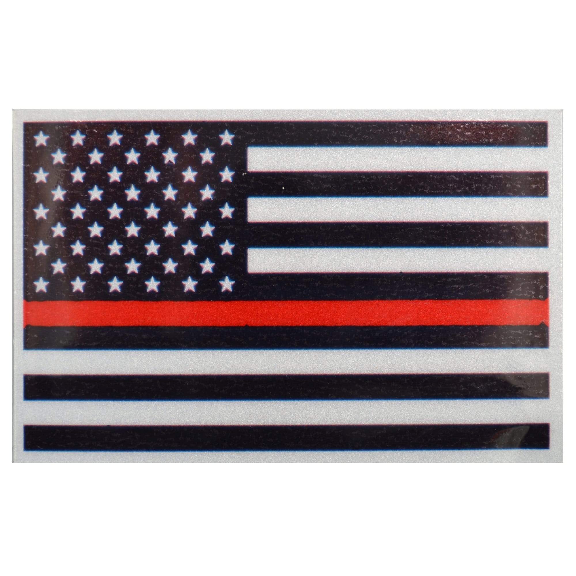 Reflective USA Flag Thin Red Line - 3.75x2.5 inch Sticker