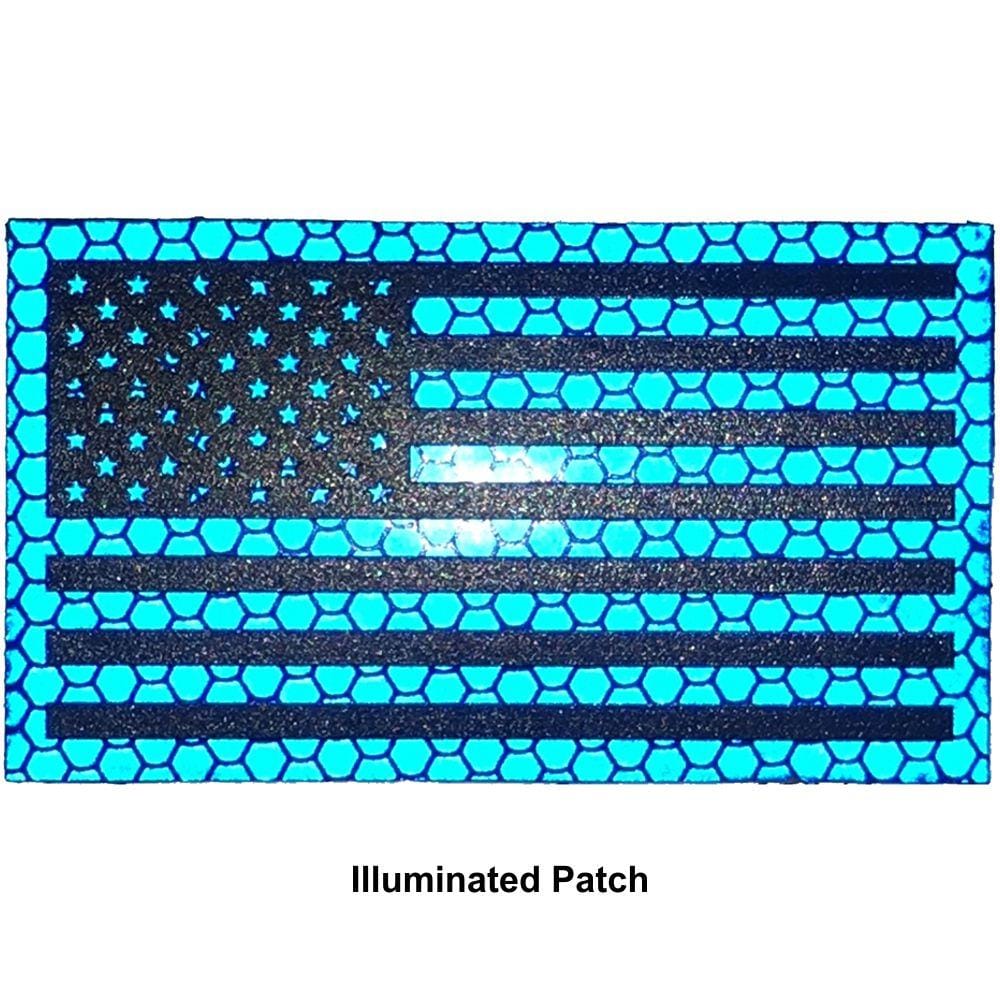 Reflective Printed Blue/Black USA Flag - 2x3.5 Patch