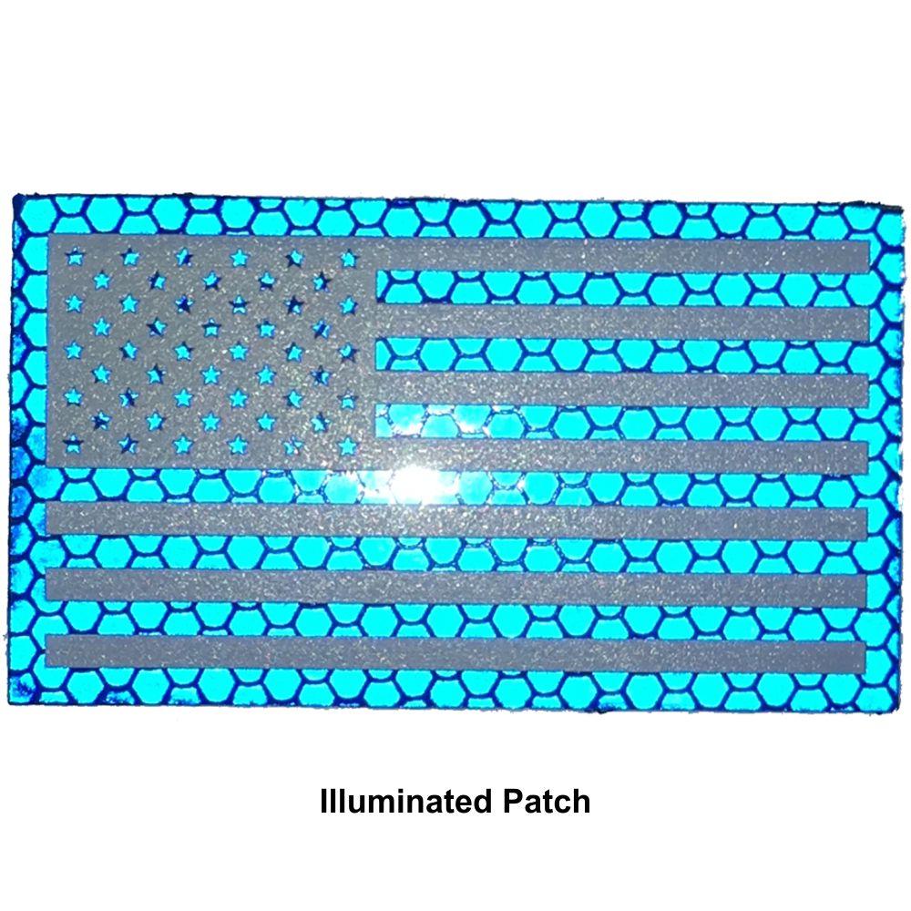 Reflective Printed Blue/White USA Flag - 2x3.5 Patch