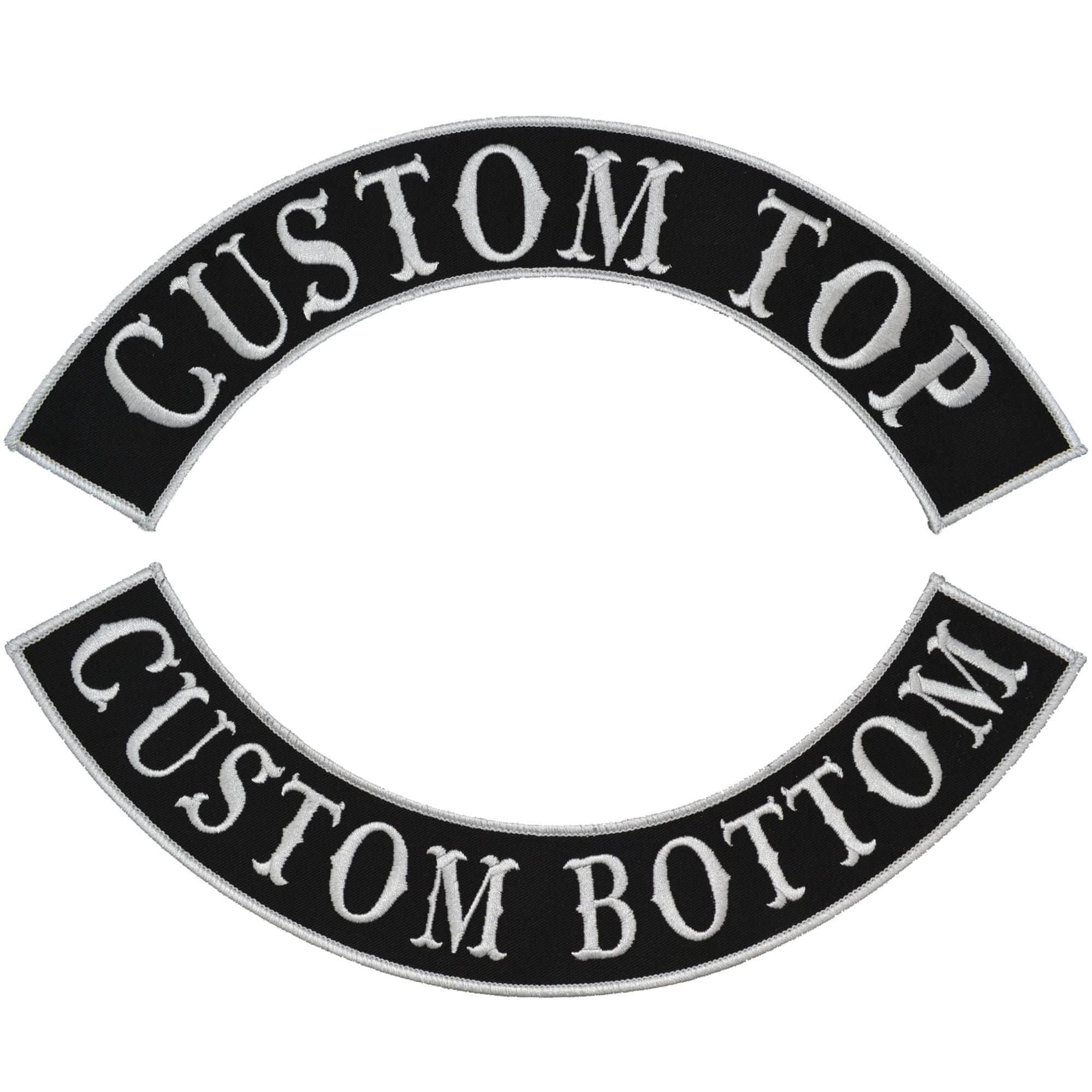 Custom Biker Vest Patch - Top and Bottom Arch Style Tab and Rocker - Sew On