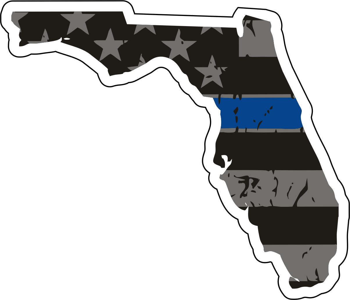 Distressed Thin Blue Line State Sticker - Choose Your State