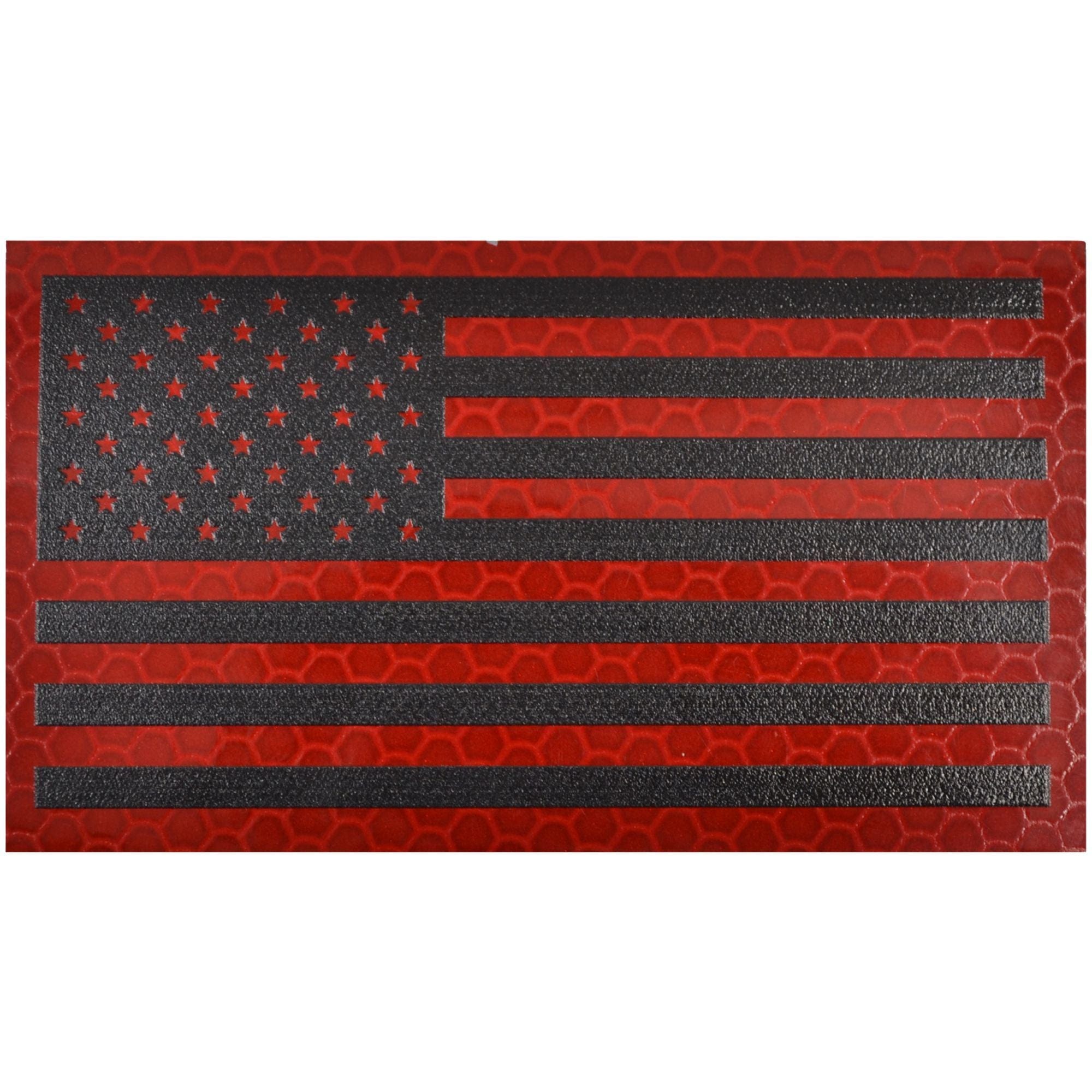 Reflective Printed Red/Black USA Flag - 2x3.5 Patch