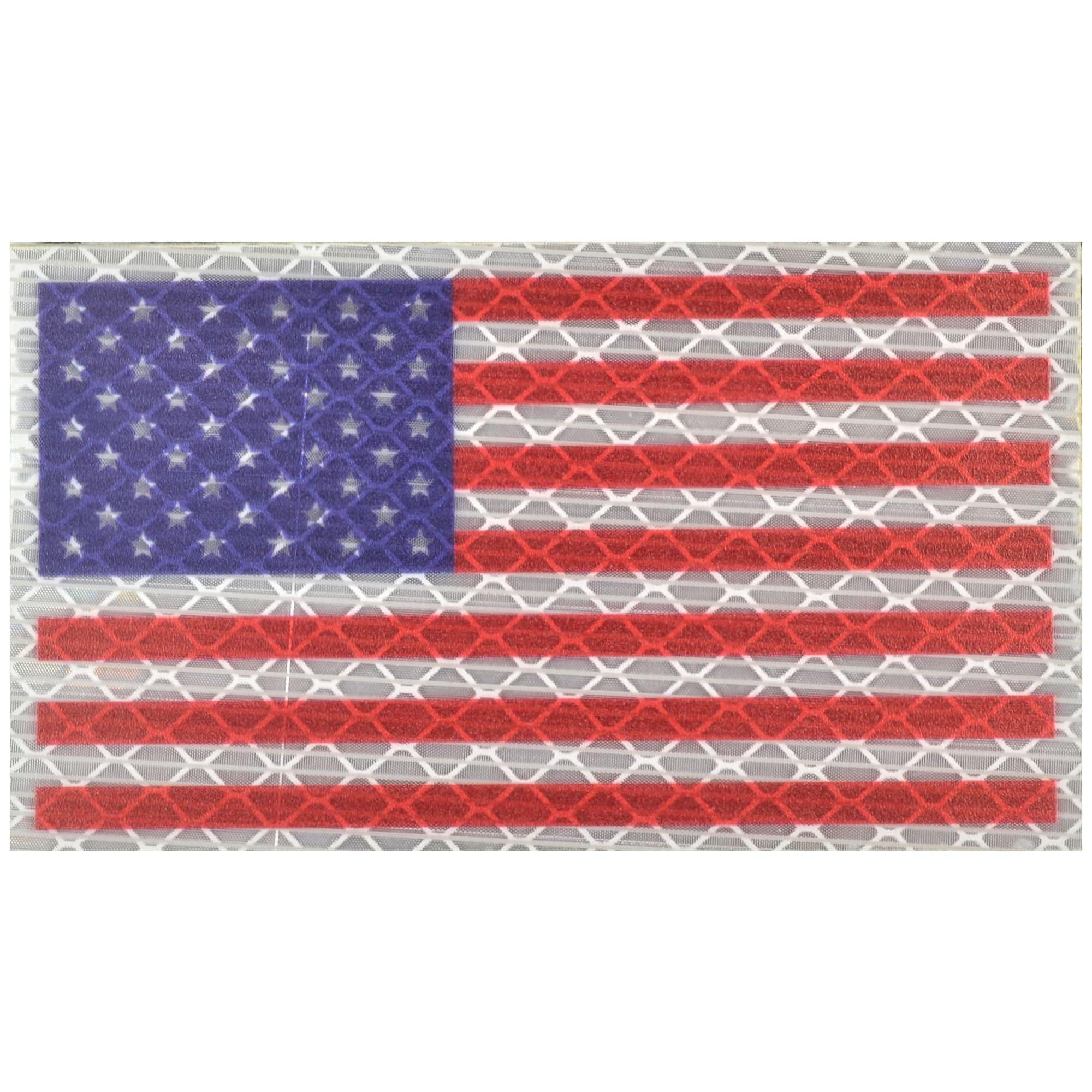 Reflective Printed Full Color USA Flag - 2x3.5 Patch