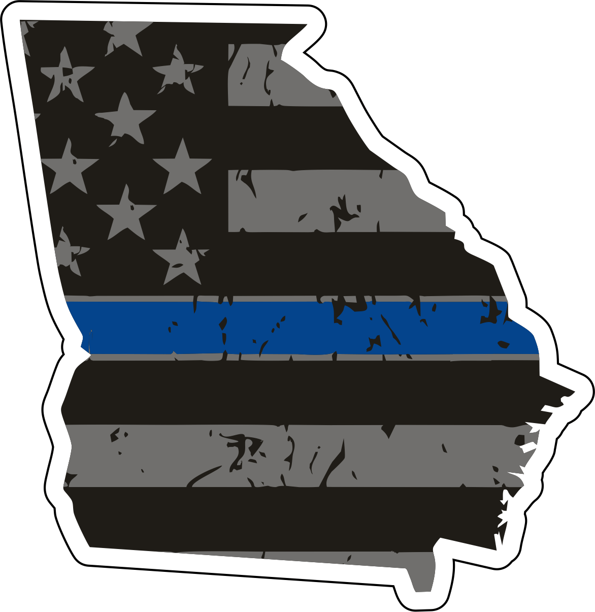 Distressed Thin Blue Line State Sticker - Choose Your State