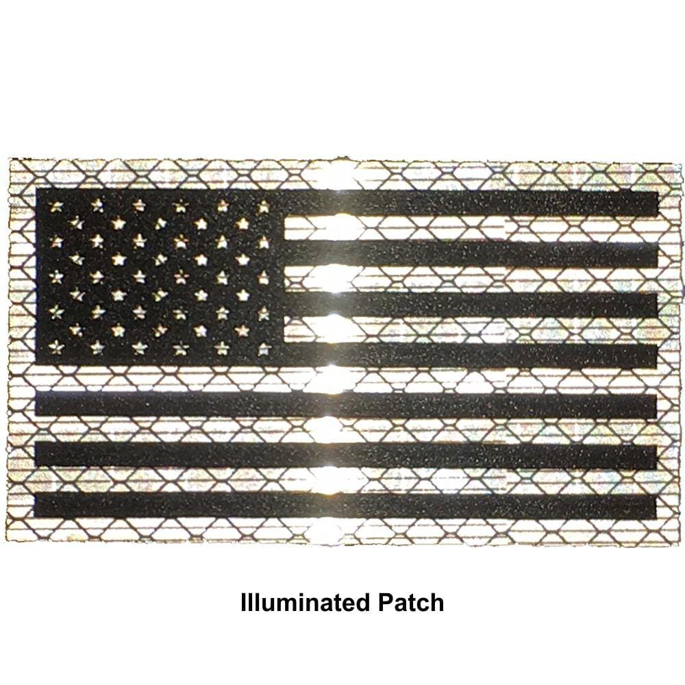 Reflective Printed White/Black USA Flag - 2x3.5 Patch