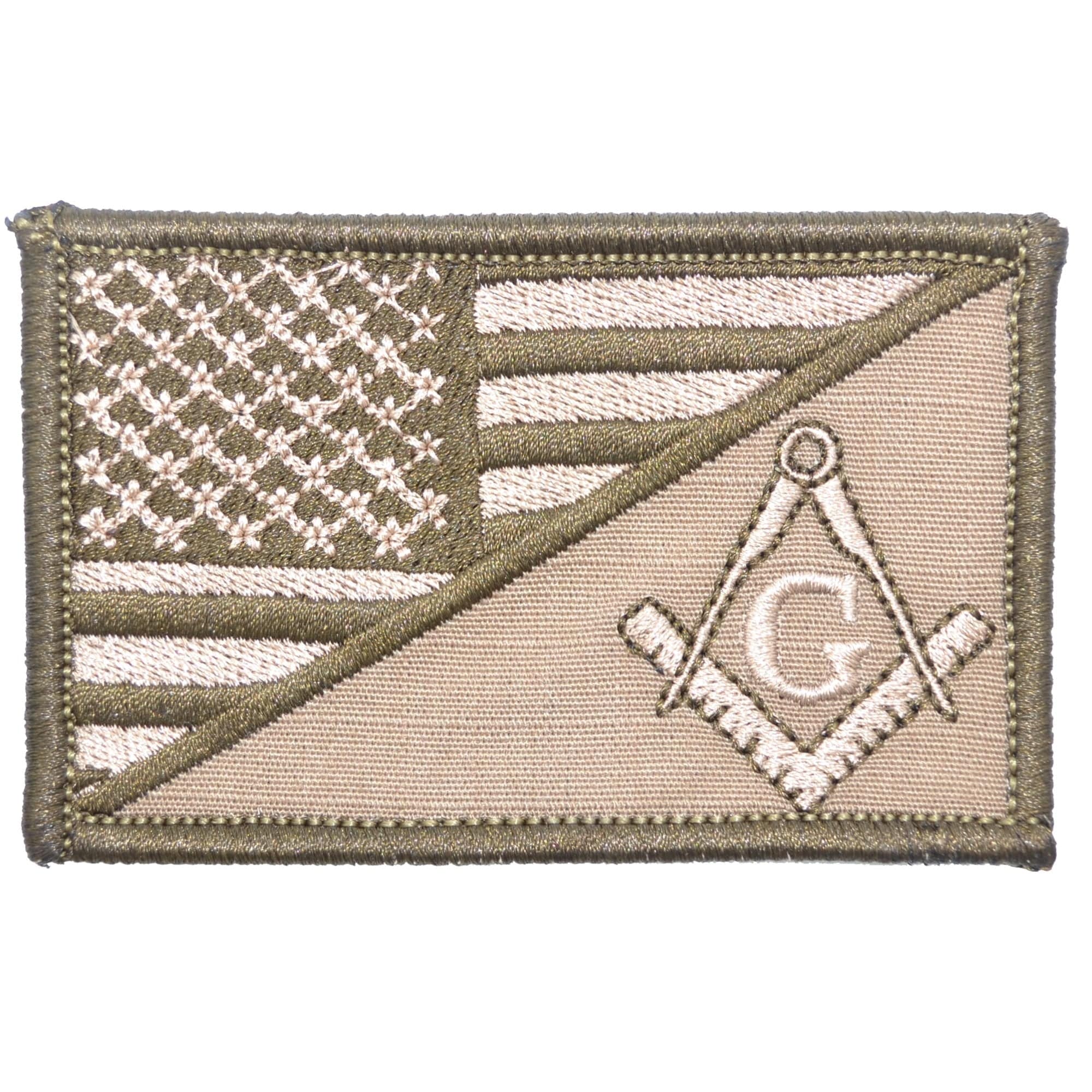 Masonic Square and Compasses USA Flag - 2.25x3.5 Patch