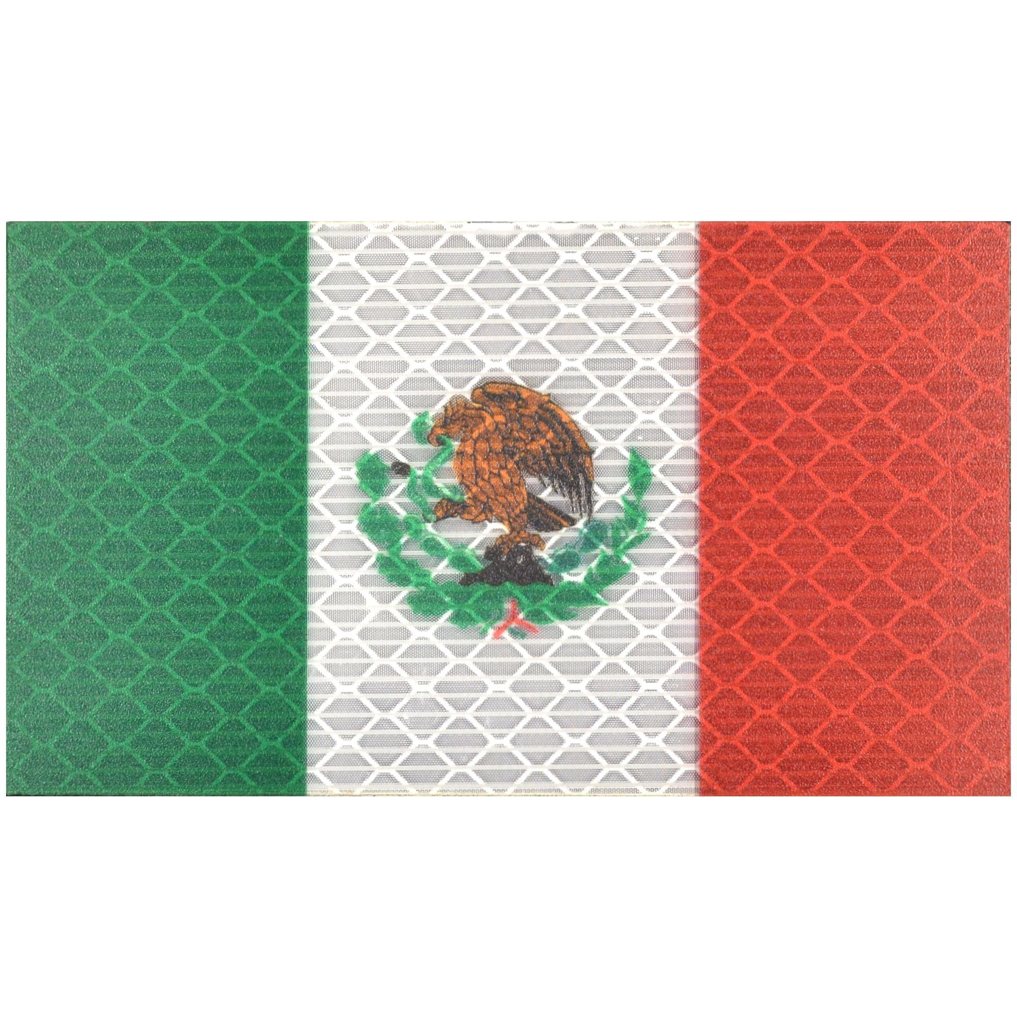 Reflective Mexico Flag - 2x3.5 Patch