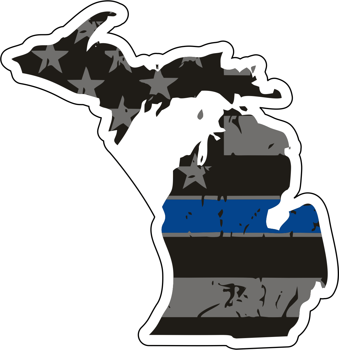 Distressed Thin Blue Line State Sticker - Choose Your State