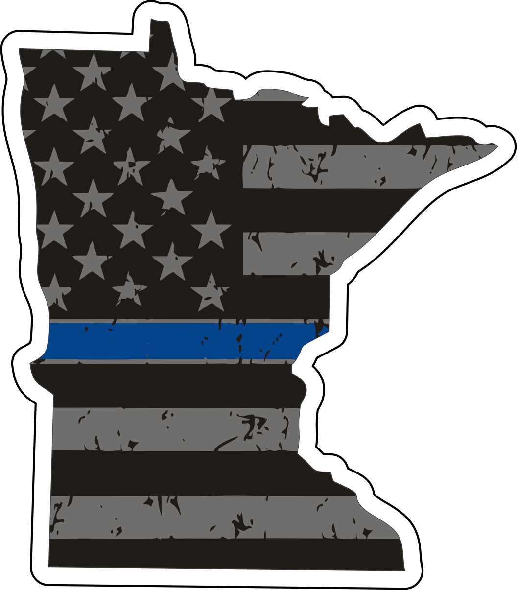 Distressed Thin Blue Line State Sticker - Choose Your State