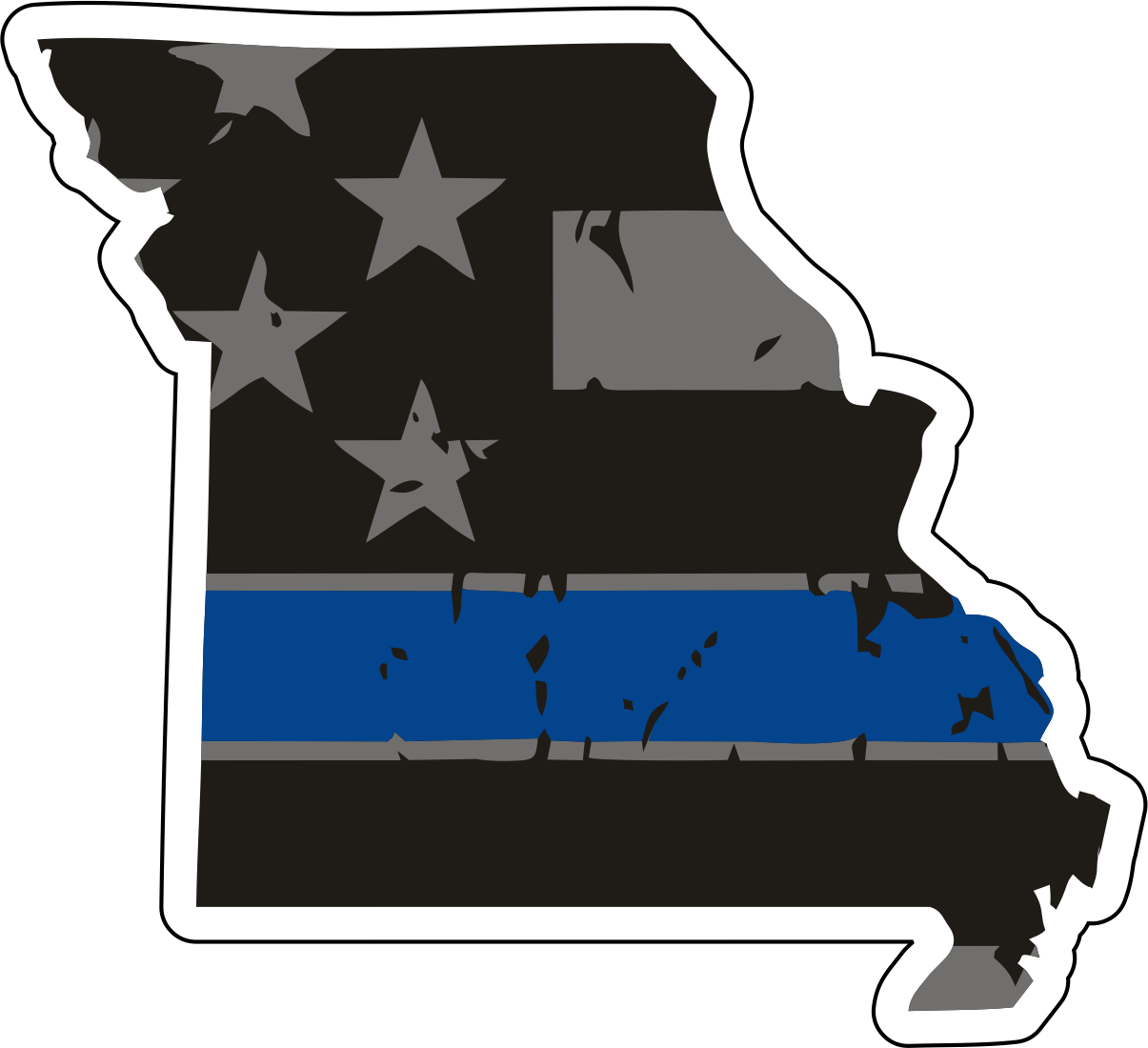 Distressed Thin Blue Line State Sticker - Choose Your State