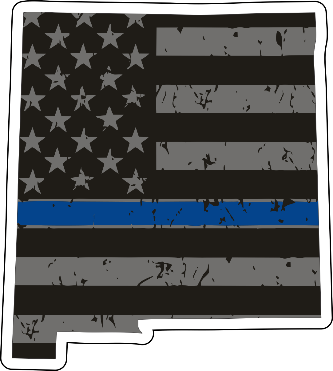 Distressed Thin Blue Line State Sticker - Choose Your State