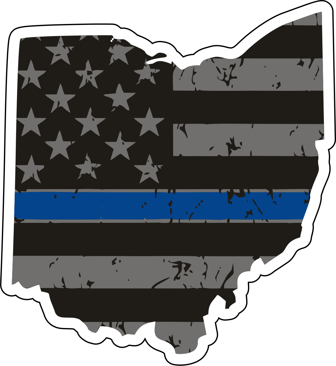 Distressed Thin Blue Line State Sticker - Choose Your State